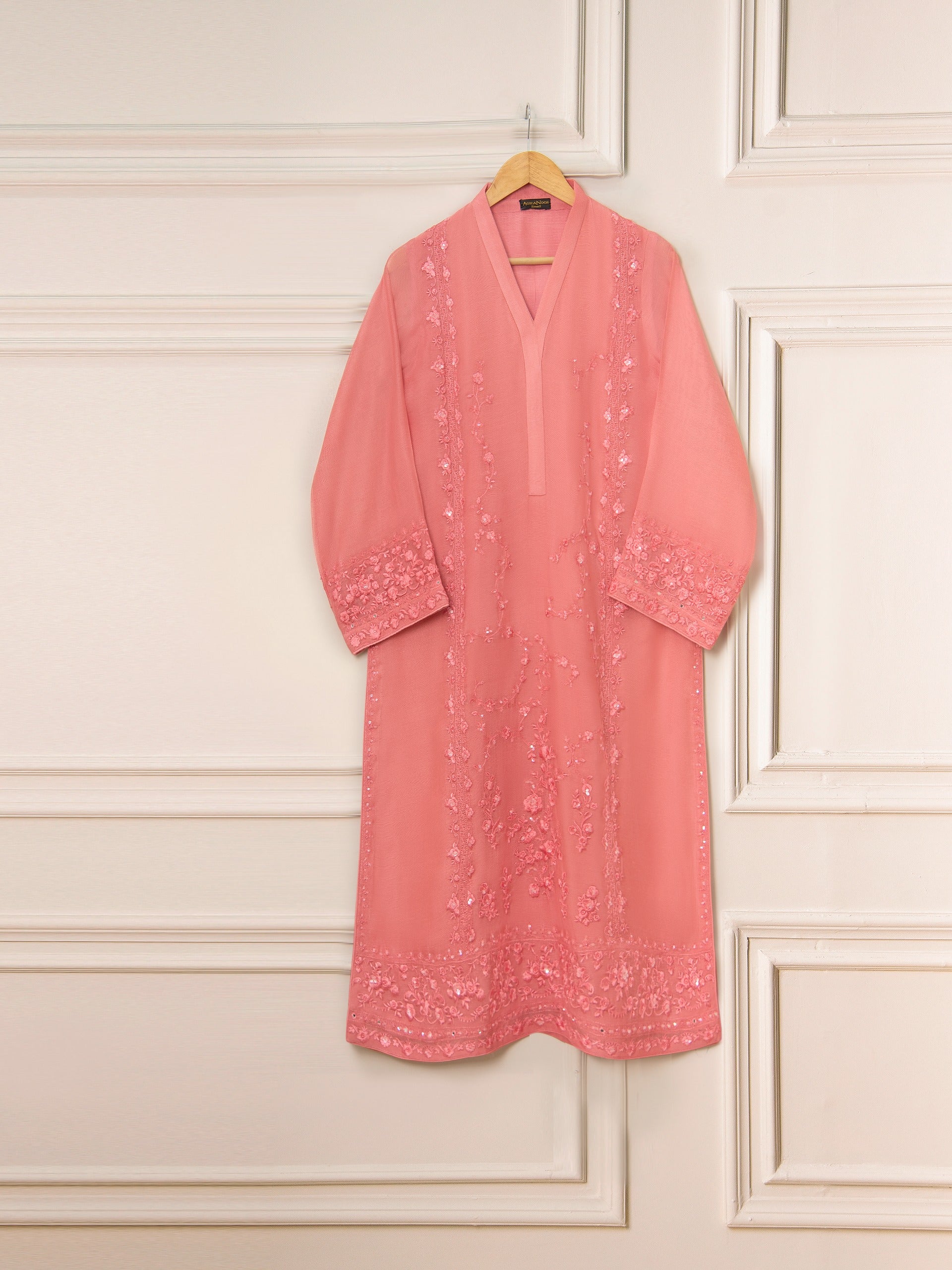 3 Piece - Pure Cotton Net Embroidered Suit S111306 - Image 2