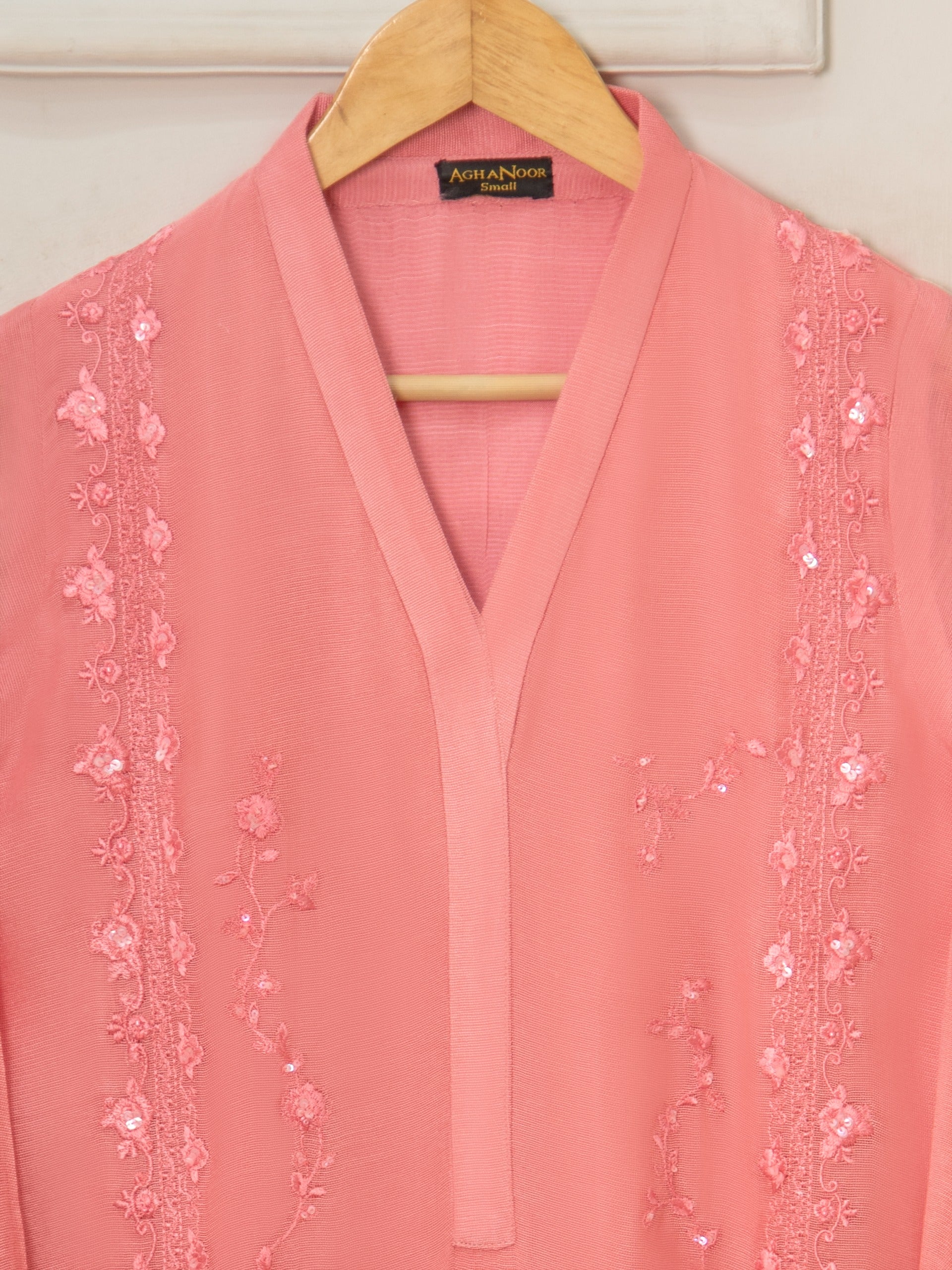 3 Piece - Pure Cotton Net Embroidered Suit S111306 - Image 3