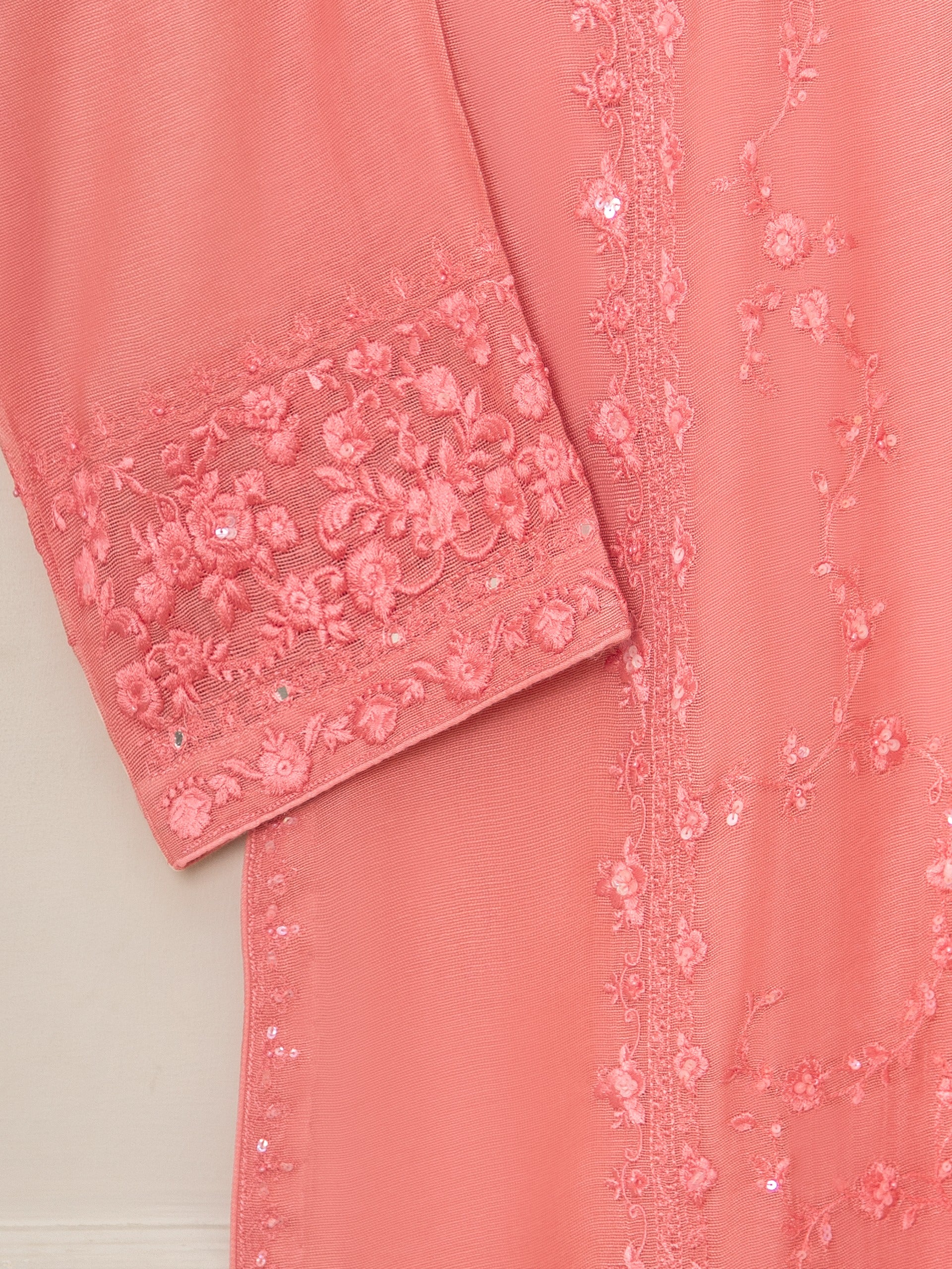 3 Piece - Pure Cotton Net Embroidered Suit S111306 - Image 4
