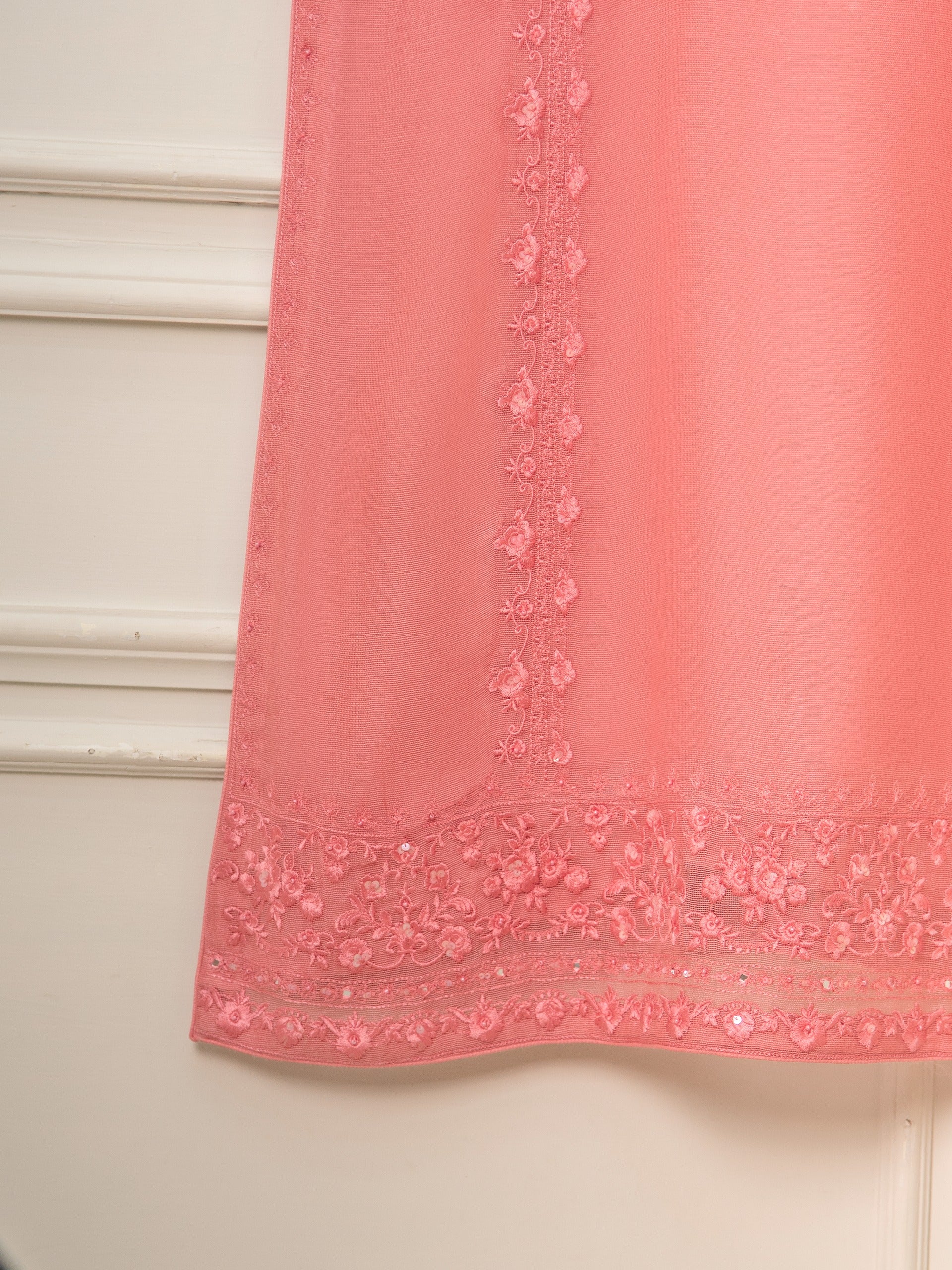 3 Piece - Pure Cotton Net Embroidered Suit S111306 - Image 7