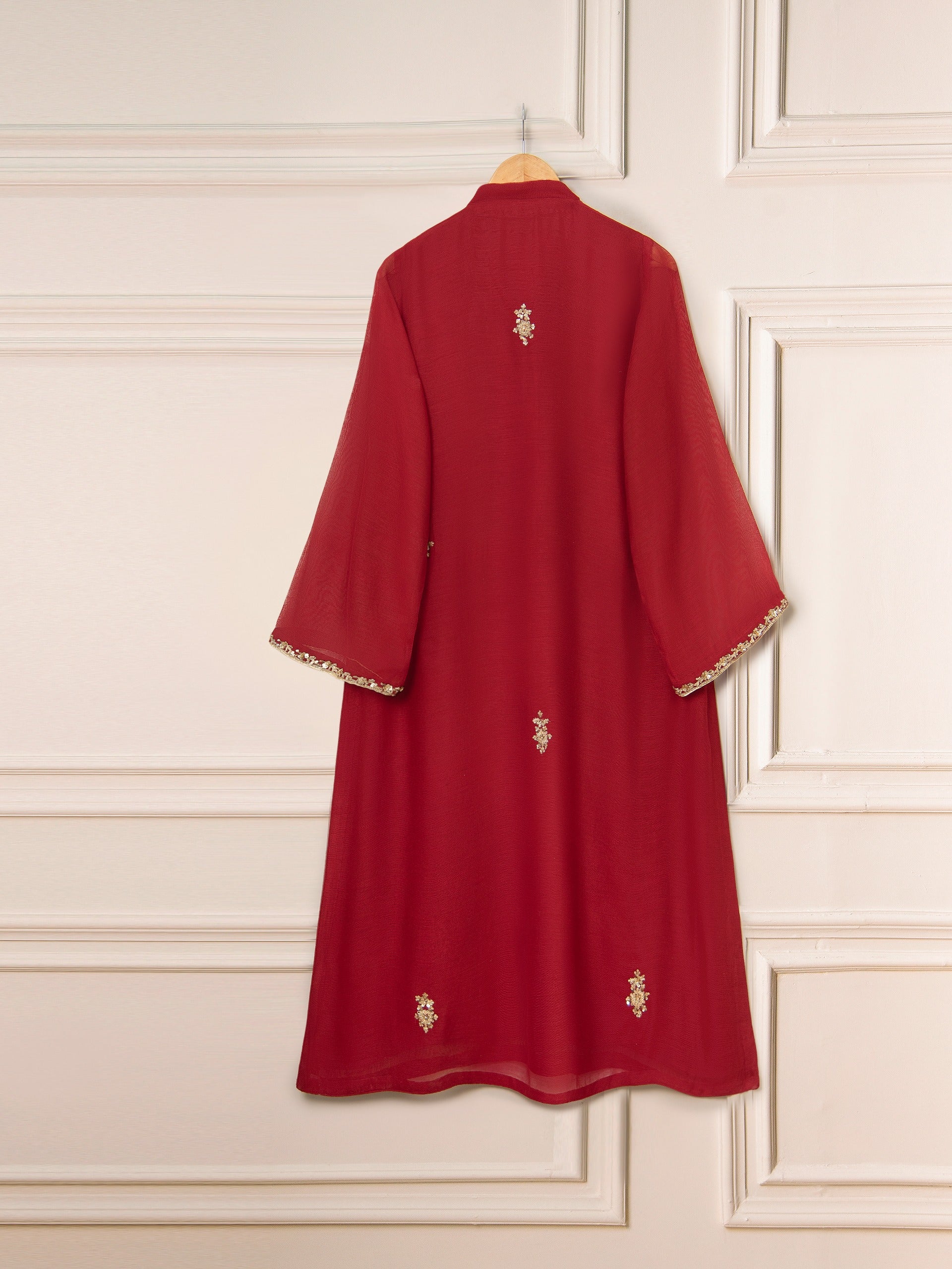 3 Piece - Pure Cotton Net Embroidered Suit S111325 - Image 5