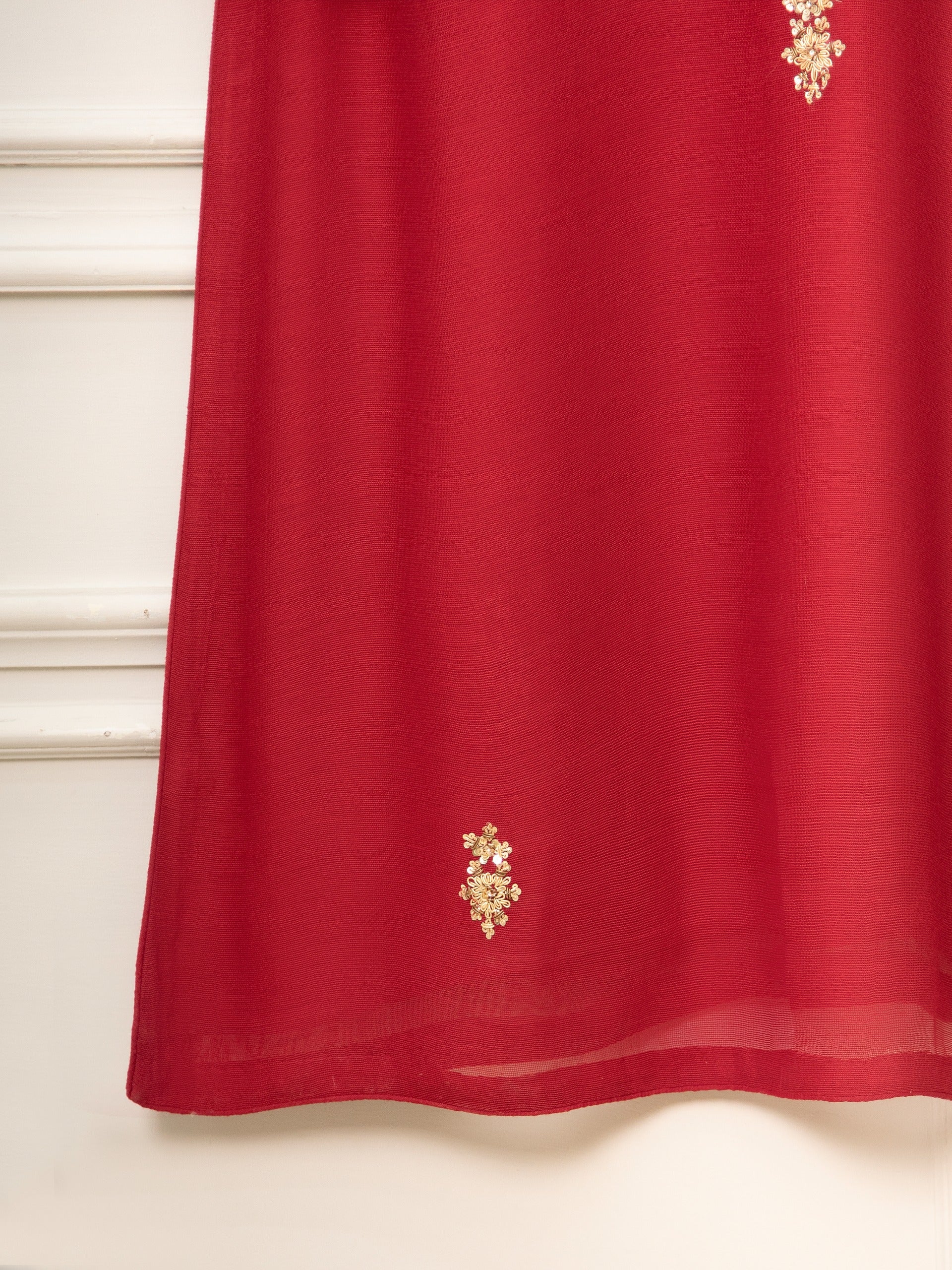 3 Piece - Pure Cotton Net Embroidered Suit S111325 - Image 6