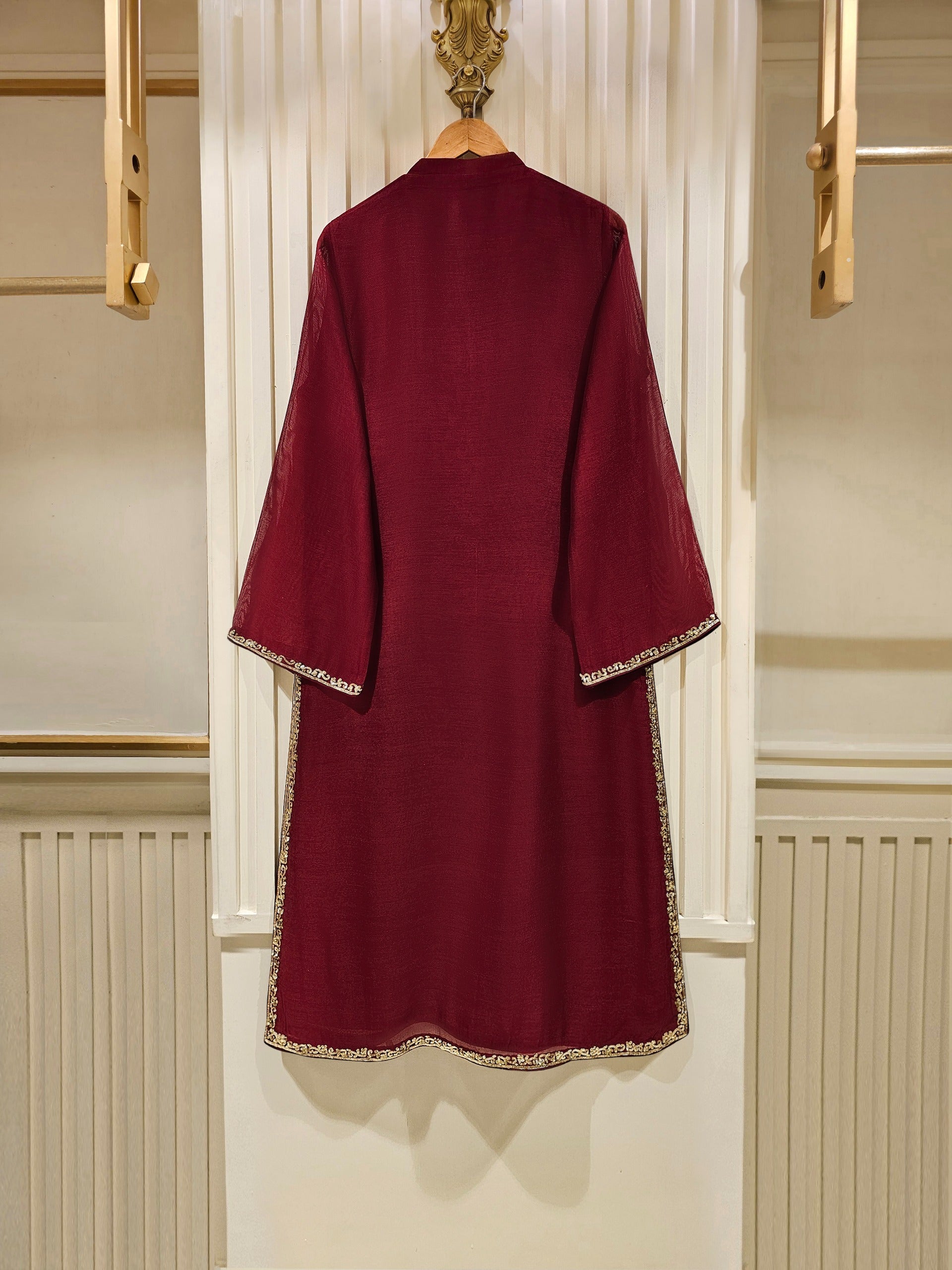 3 Piece - Pure Cotton Net Embroidered Suit S111408 - Image 5