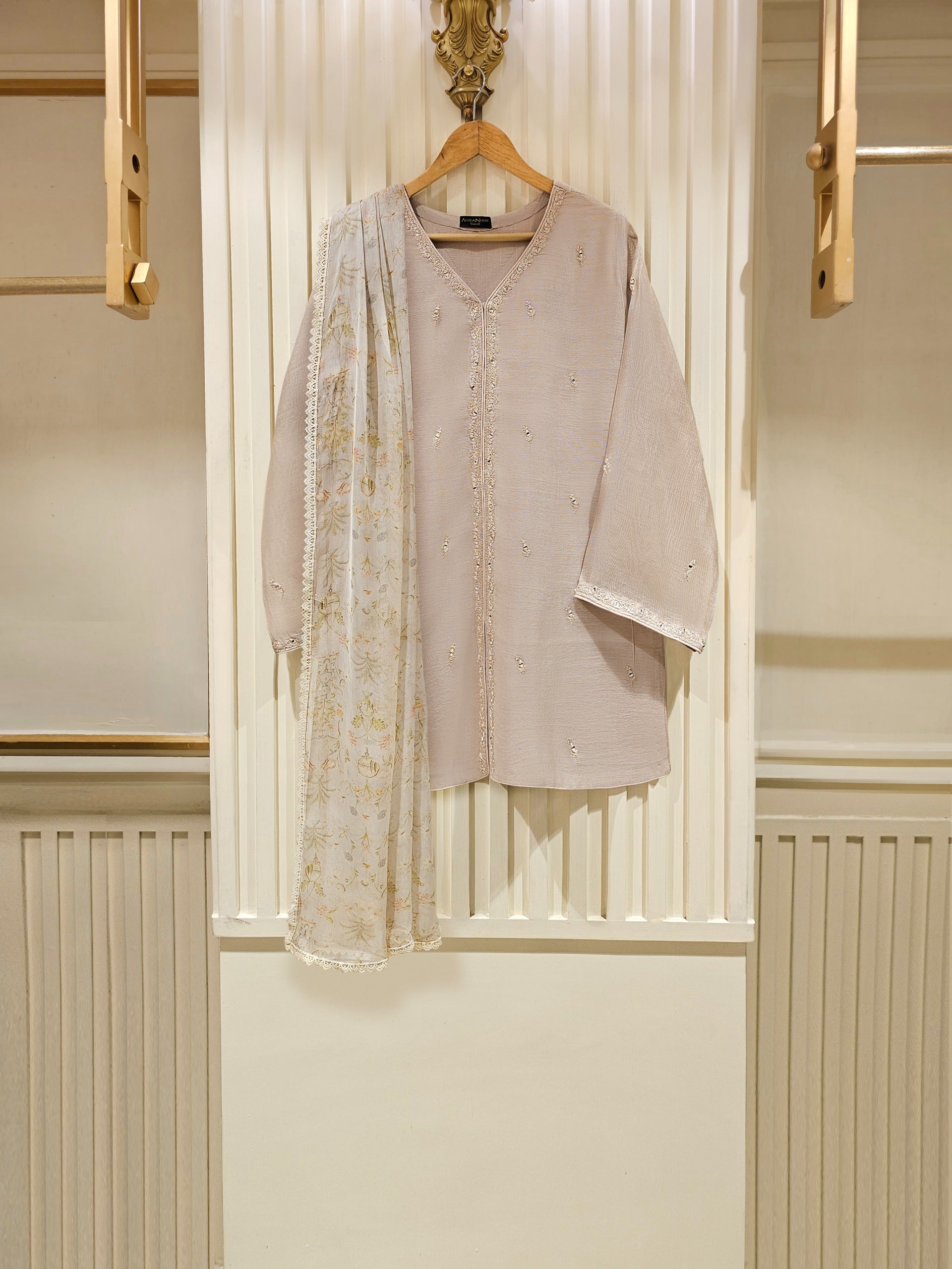 3 Piece - Pure Cotton Net Embroidered Suit S111421