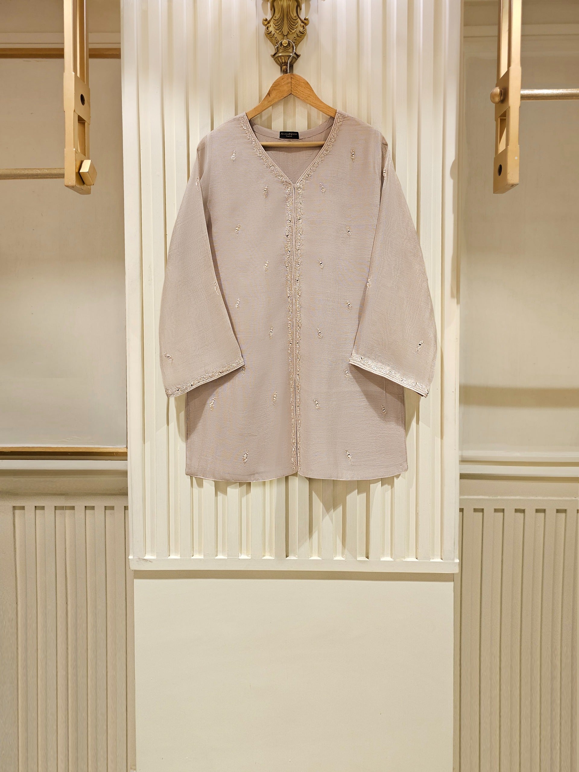 3 Piece - Pure Cotton Net Embroidered Suit S111421 - Image 2