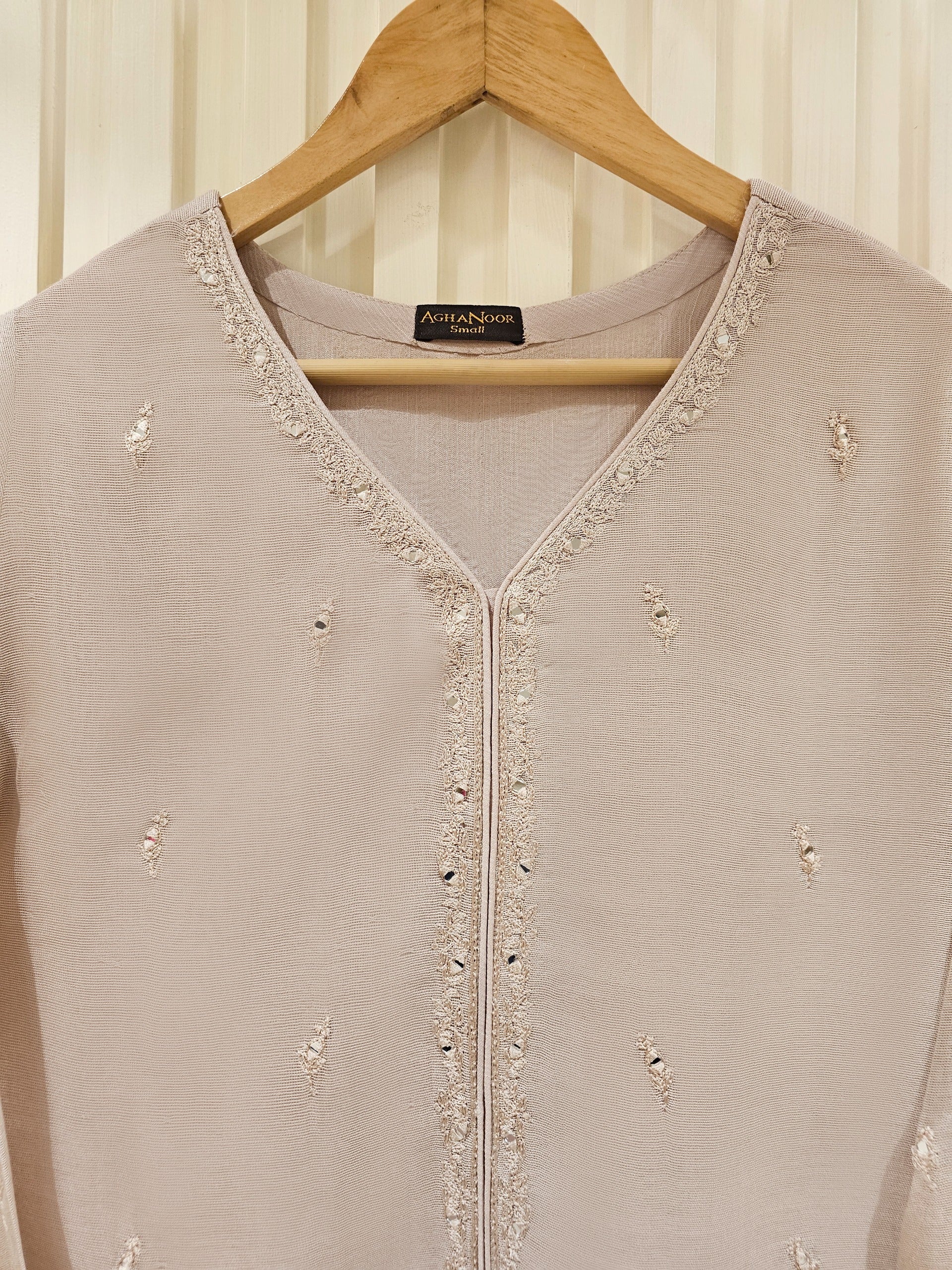 3 Piece - Pure Cotton Net Embroidered Suit S111421 - Image 3
