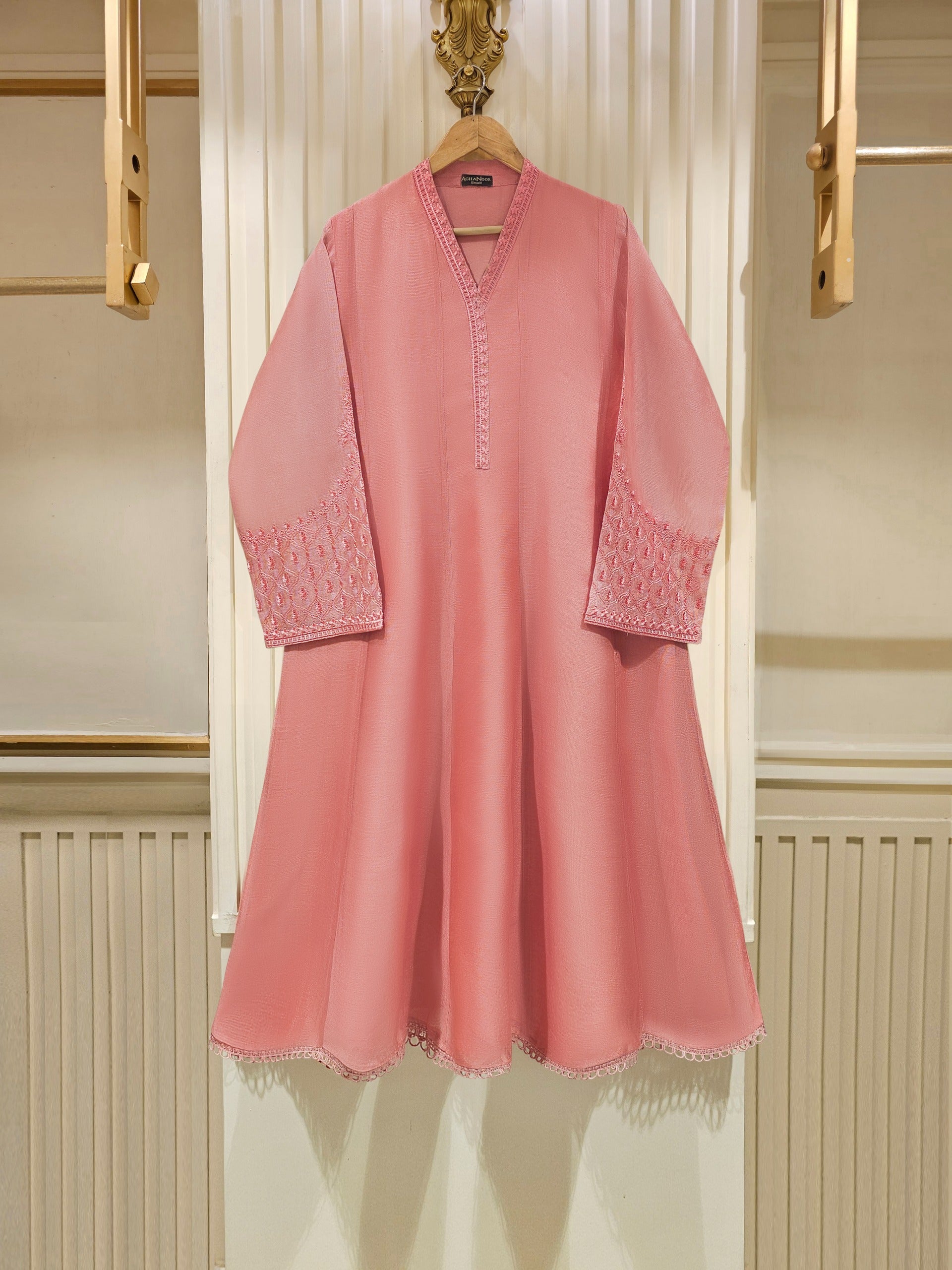 3 Piece - Pure Cotton Net Embroidered Suit S111441 - Image 2