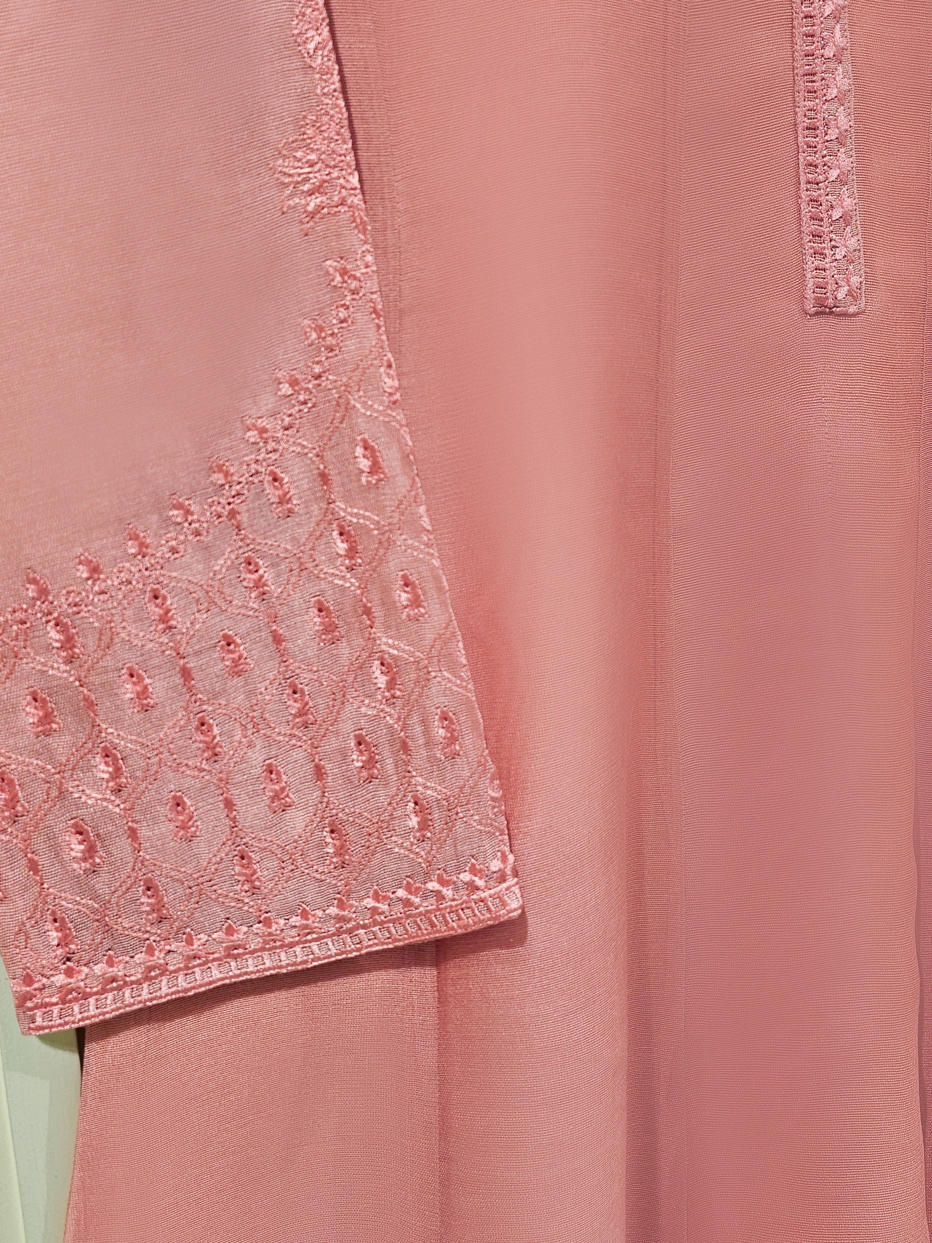 3 Piece - Pure Cotton Net Embroidered Suit S111441 - Image 3