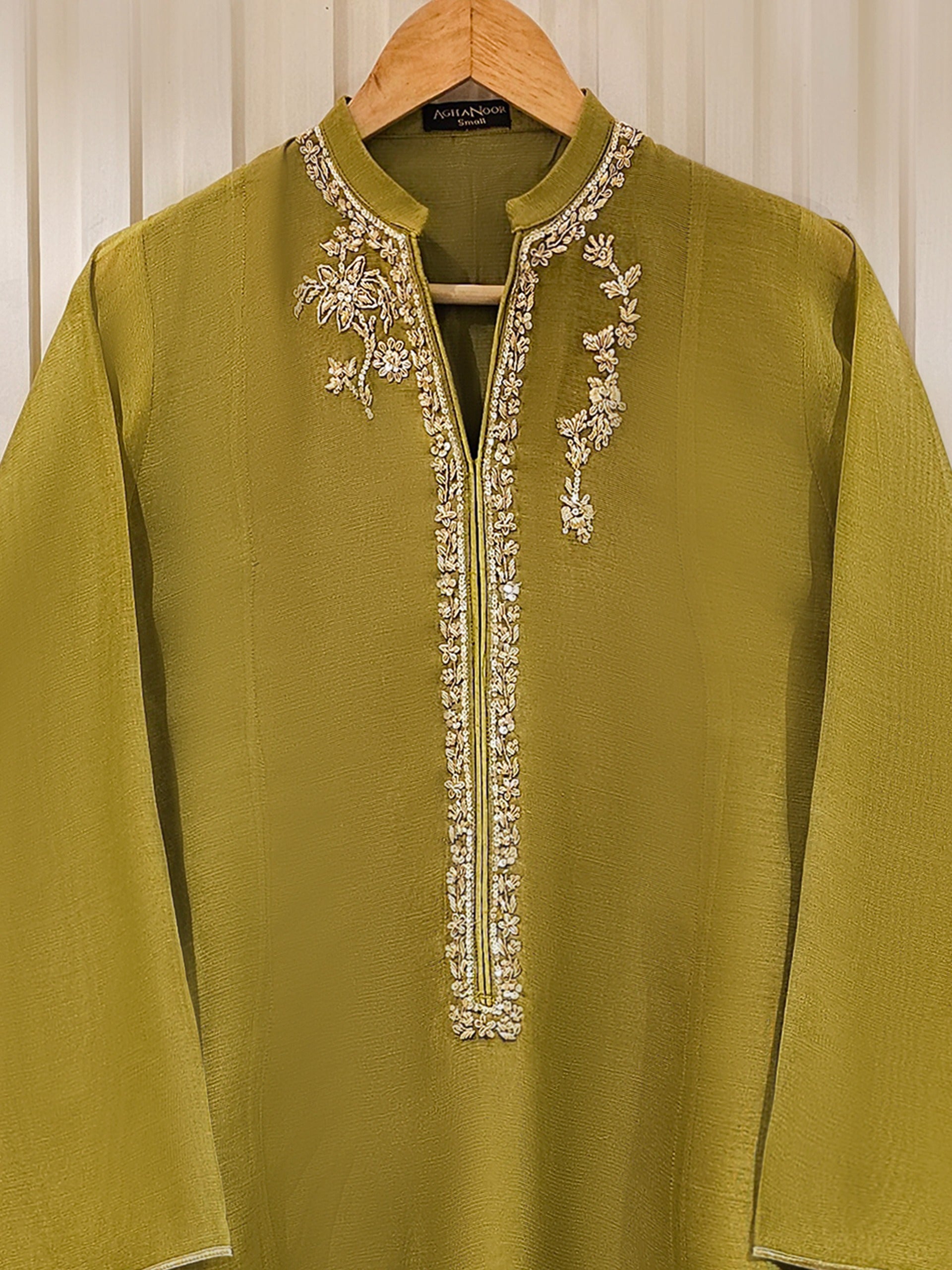 3 Piece - Pure Cotton Net Embroidered Suit S111459 - Image 3