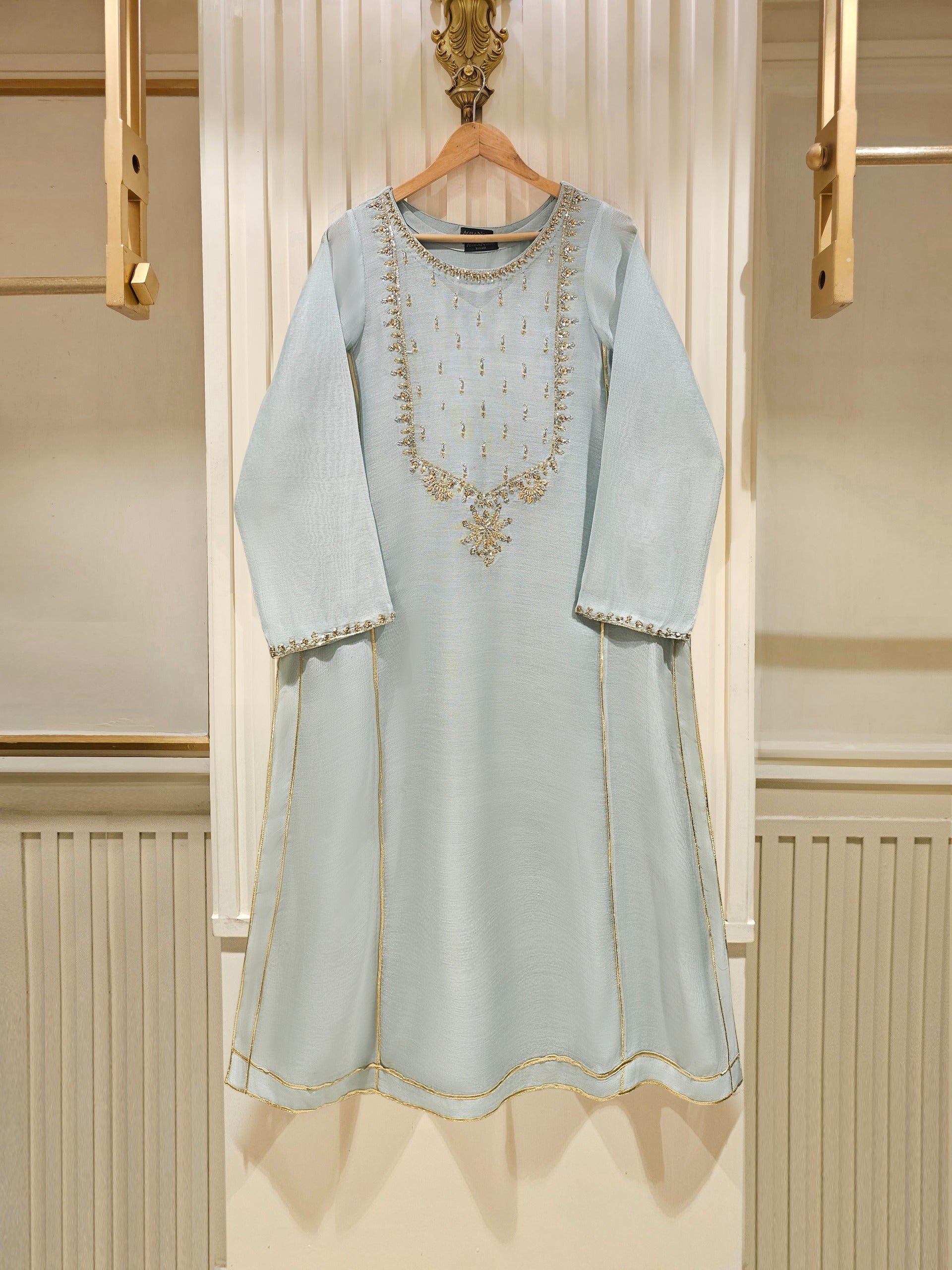3 Piece - Pure Cotton Net Embroidered Suit S111467 - Image 2