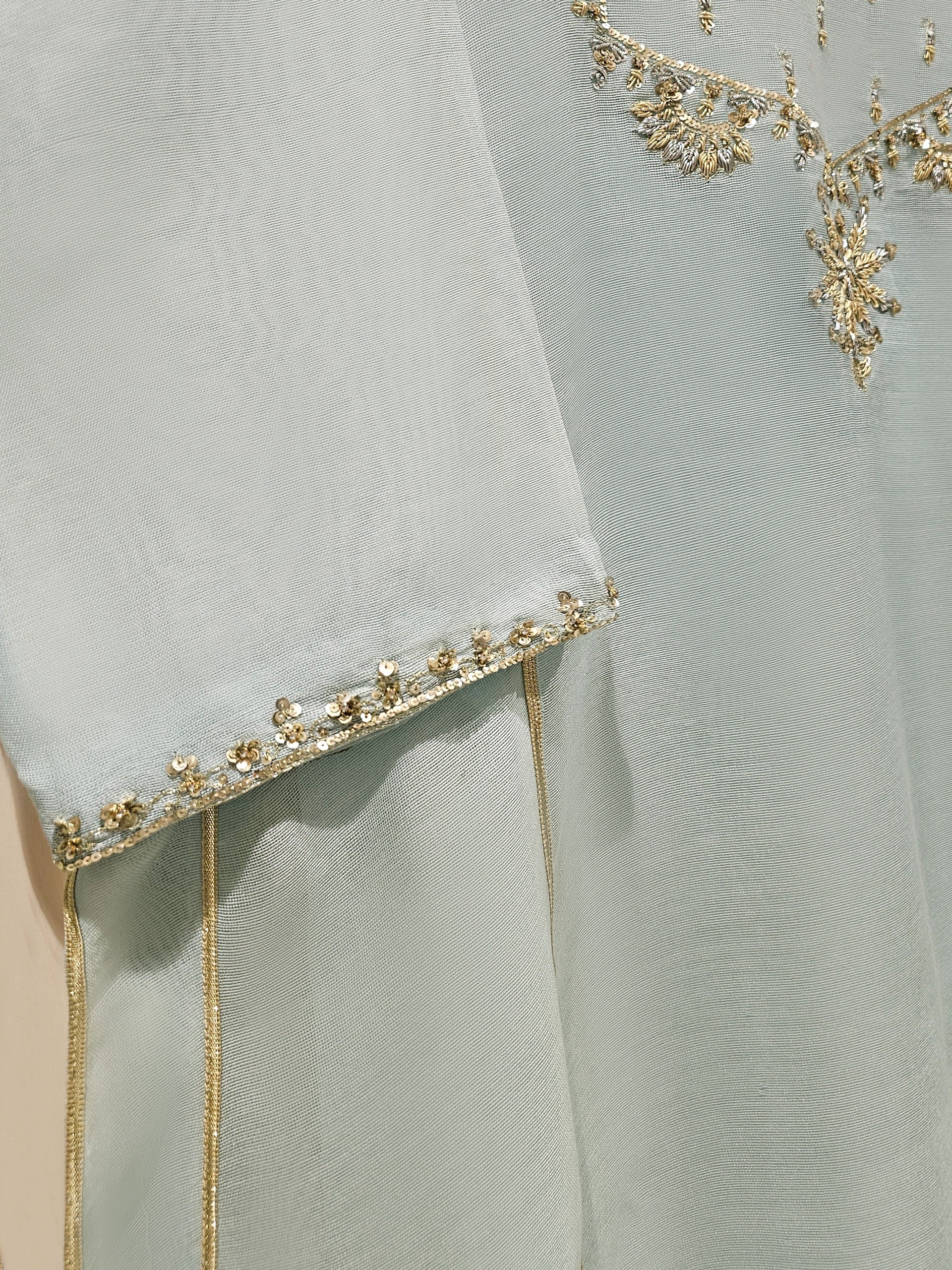 3 Piece - Pure Cotton Net Embroidered Suit S111467 - Image 3