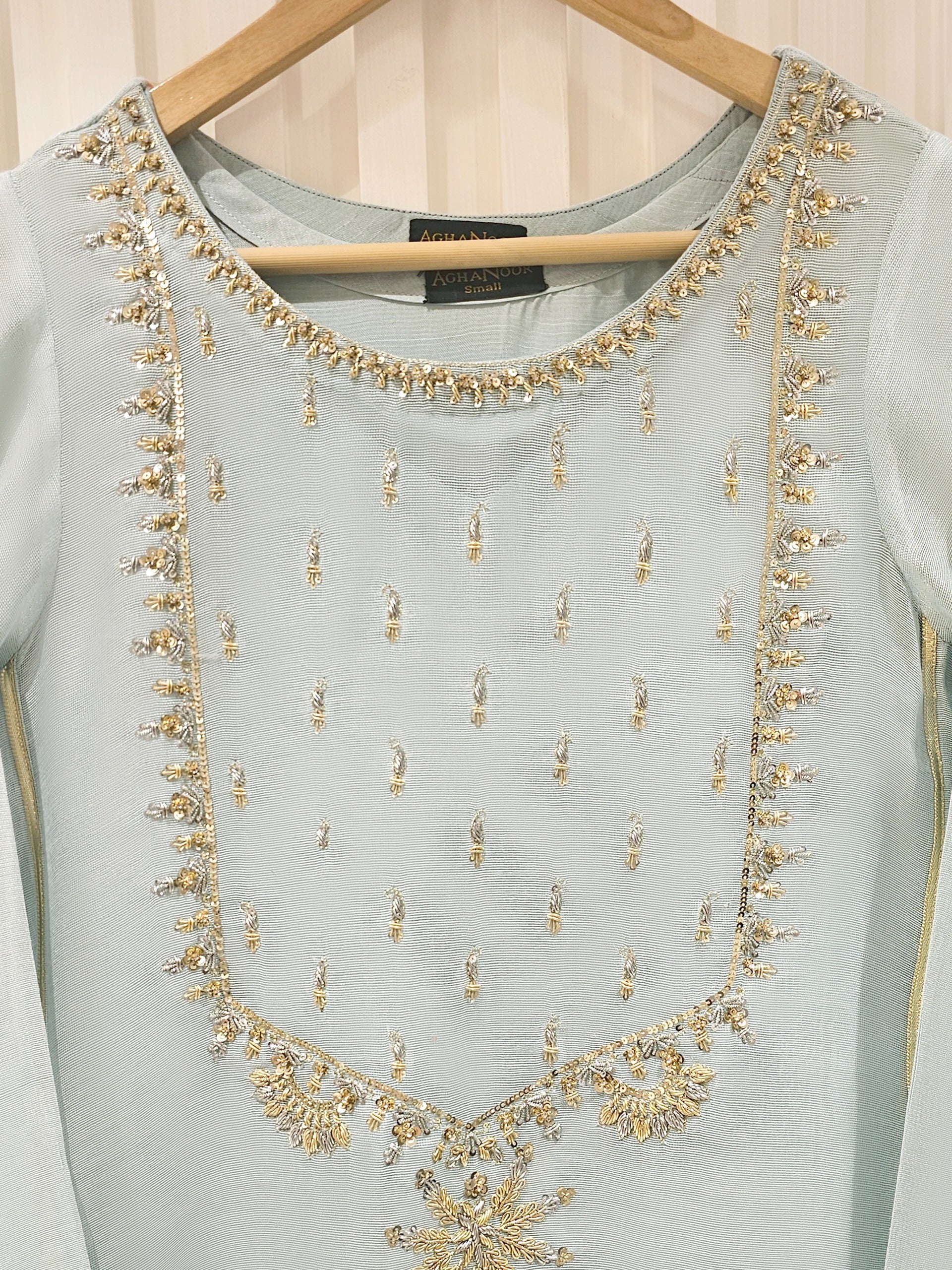3 Piece - Pure Cotton Net Embroidered Suit S111467 - Image 5