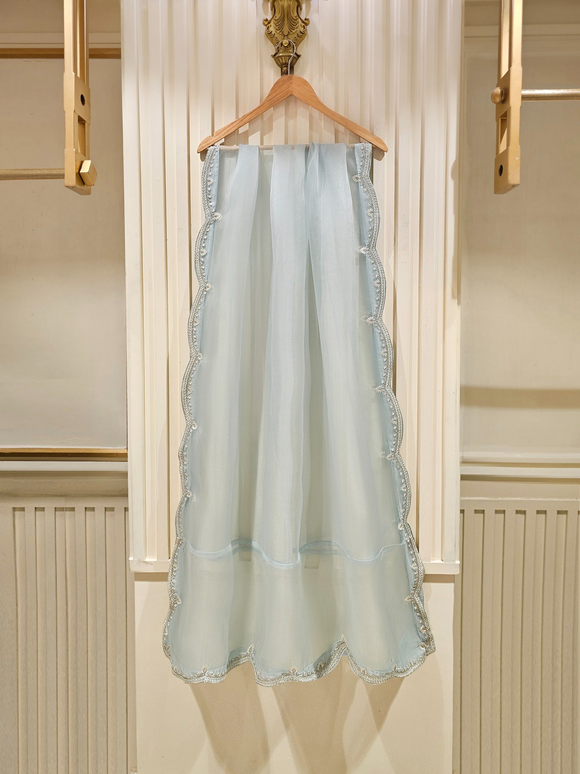 3 Piece - Pure Cotton Net Embroidered Suit S111467 - Image 7