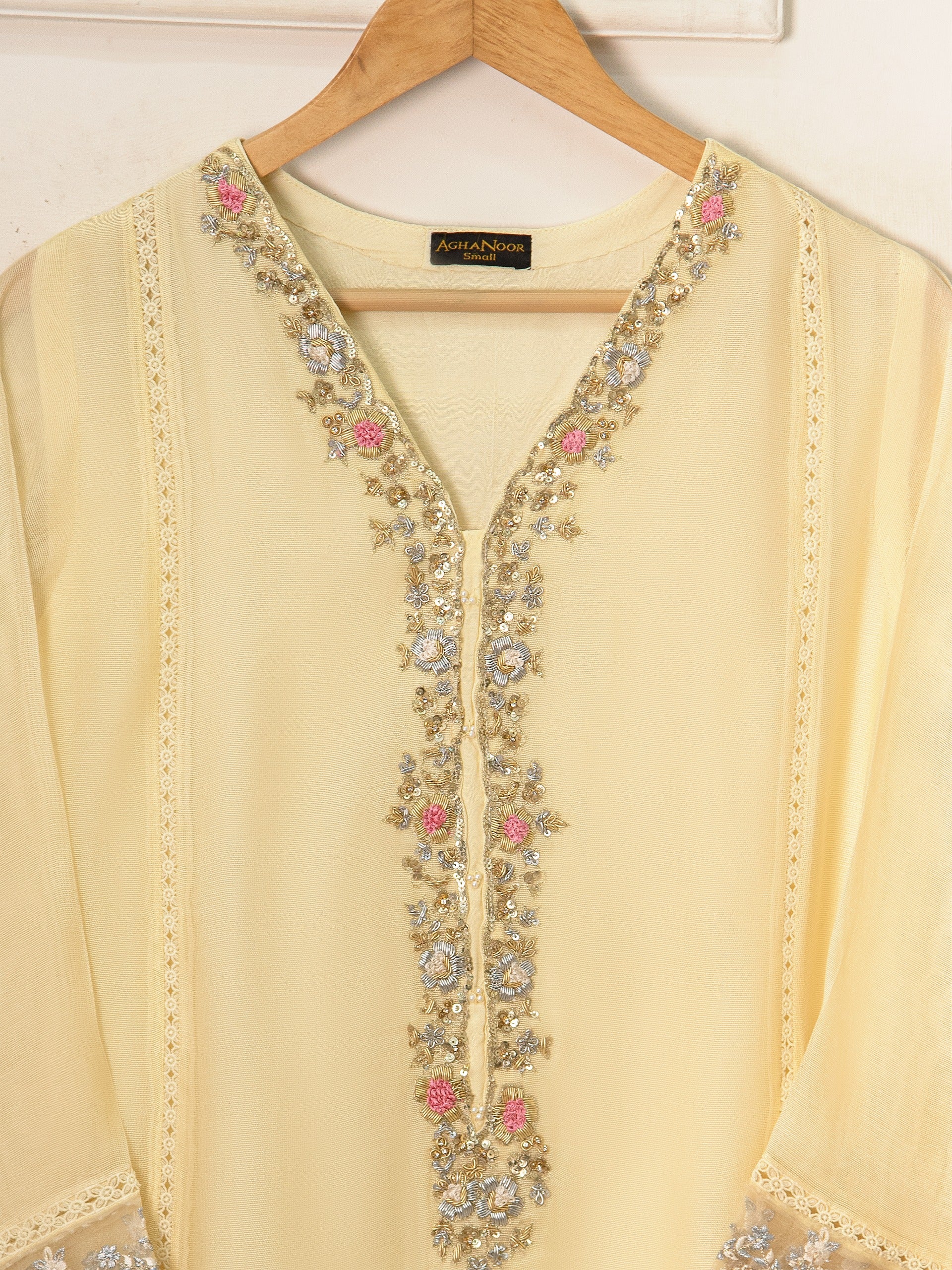 3 Piece - Pure Cotton Net Embroidered Suit S111469 - Image 4