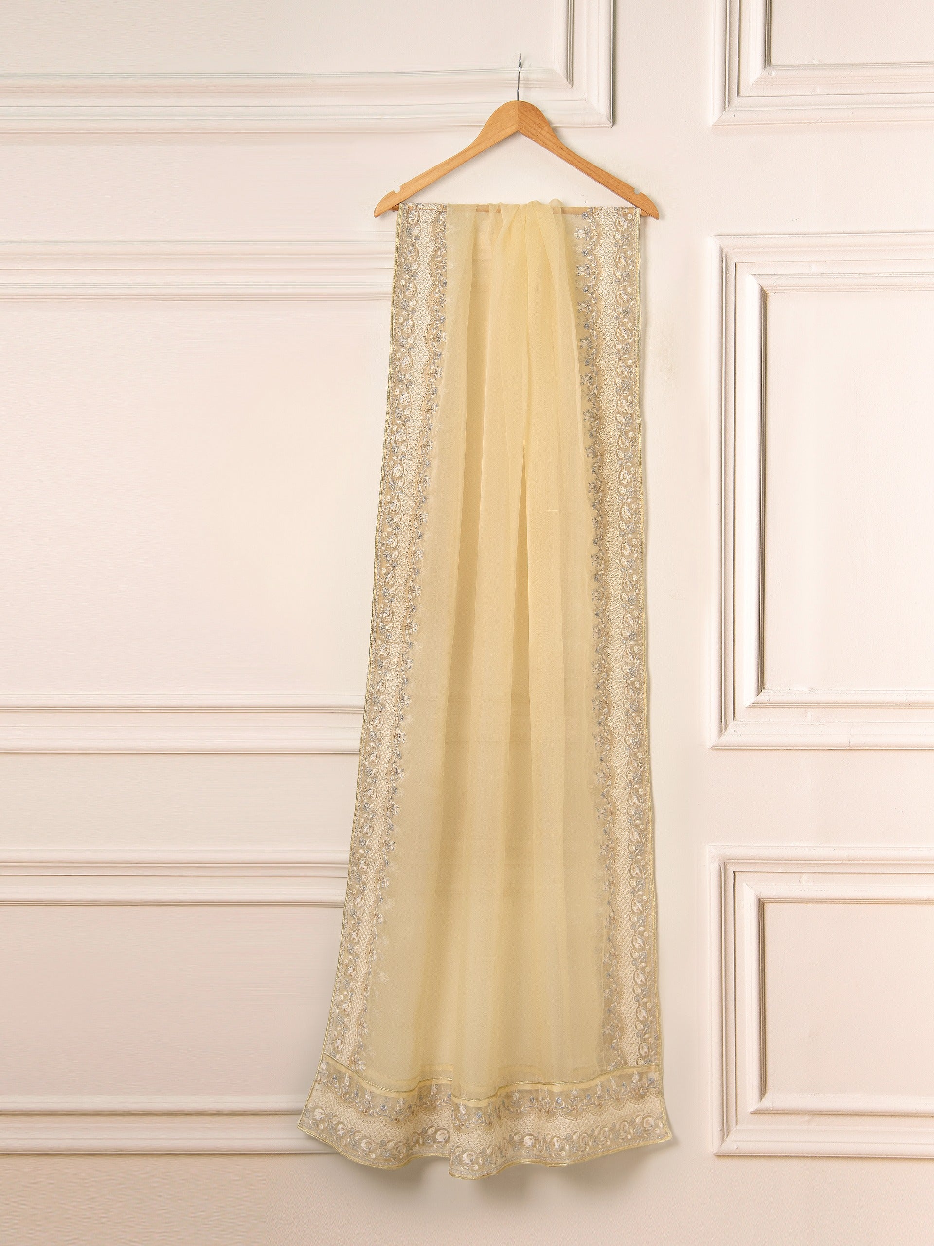 3 Piece - Pure Cotton Net Embroidered Suit S111469 - Image 7