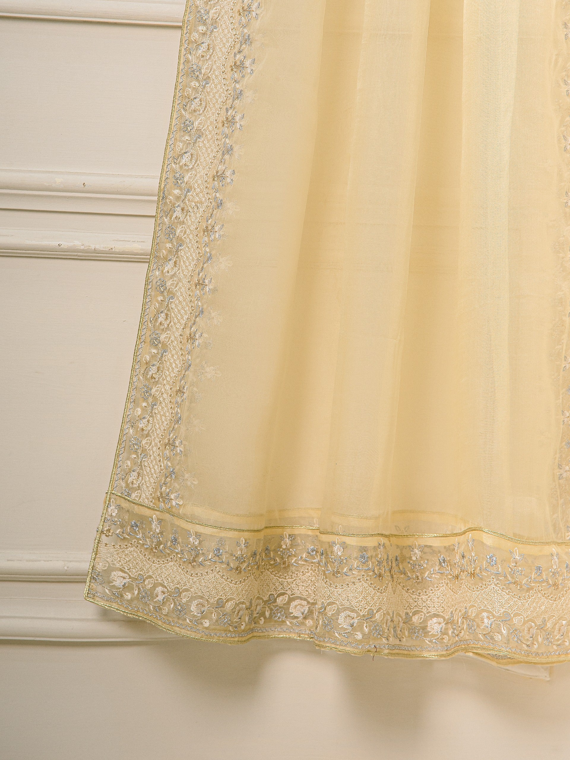 3 Piece - Pure Cotton Net Embroidered Suit S111469 - Image 8