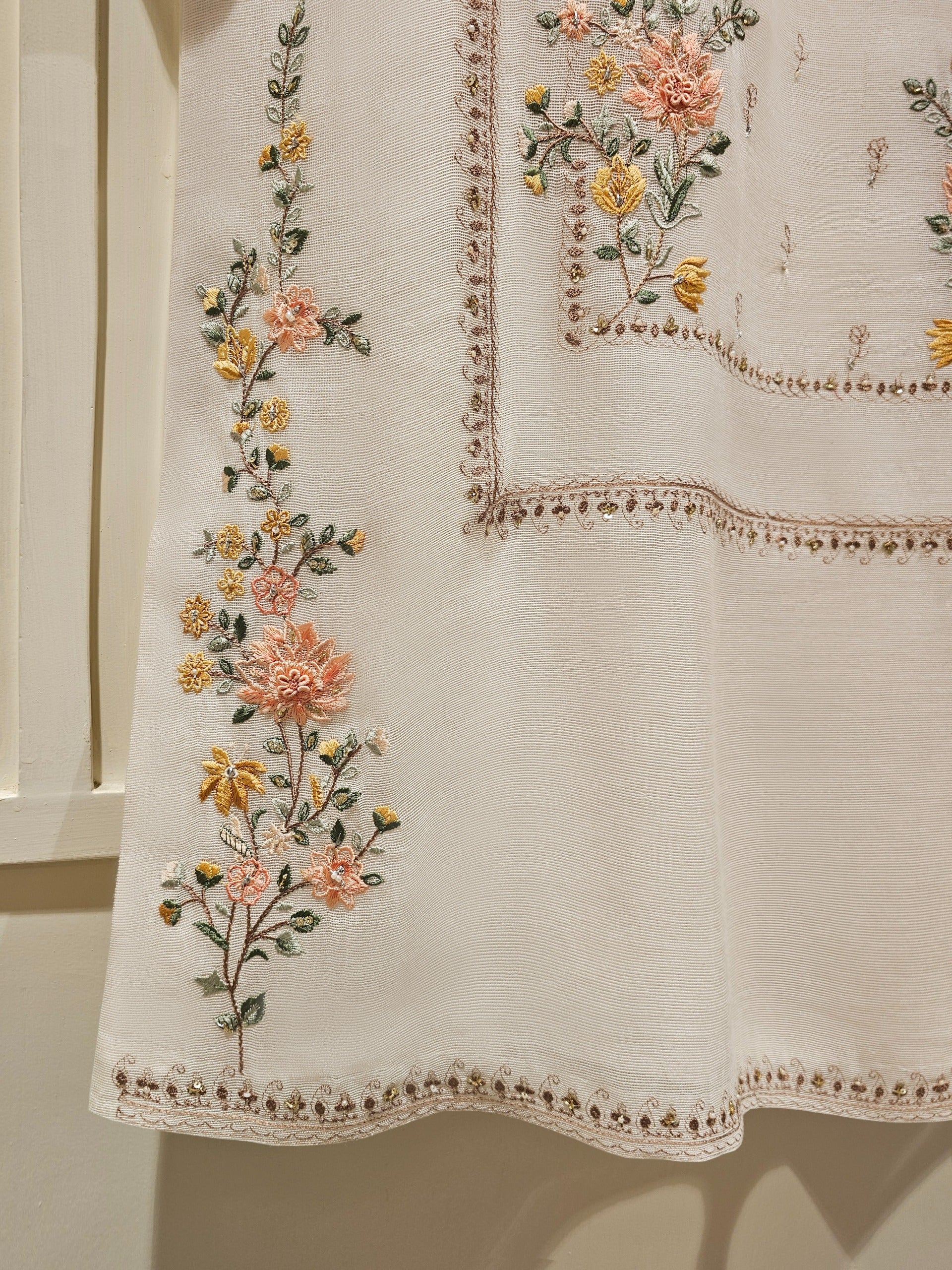 3 Piece - Pure Cotton Net Embroidered Suit S111477 - Image 5