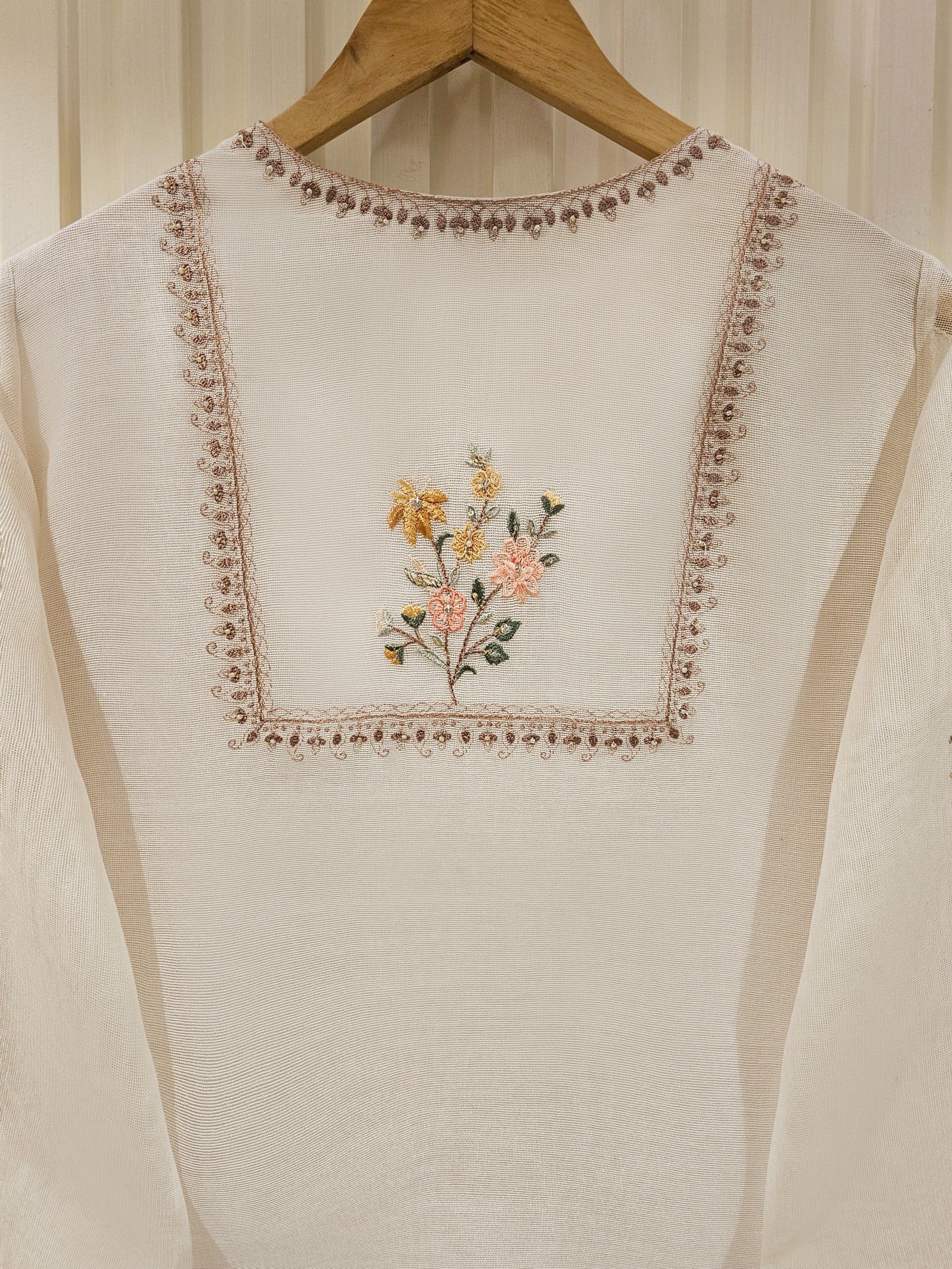 3 Piece - Pure Cotton Net Embroidered Suit S111477 - Image 7