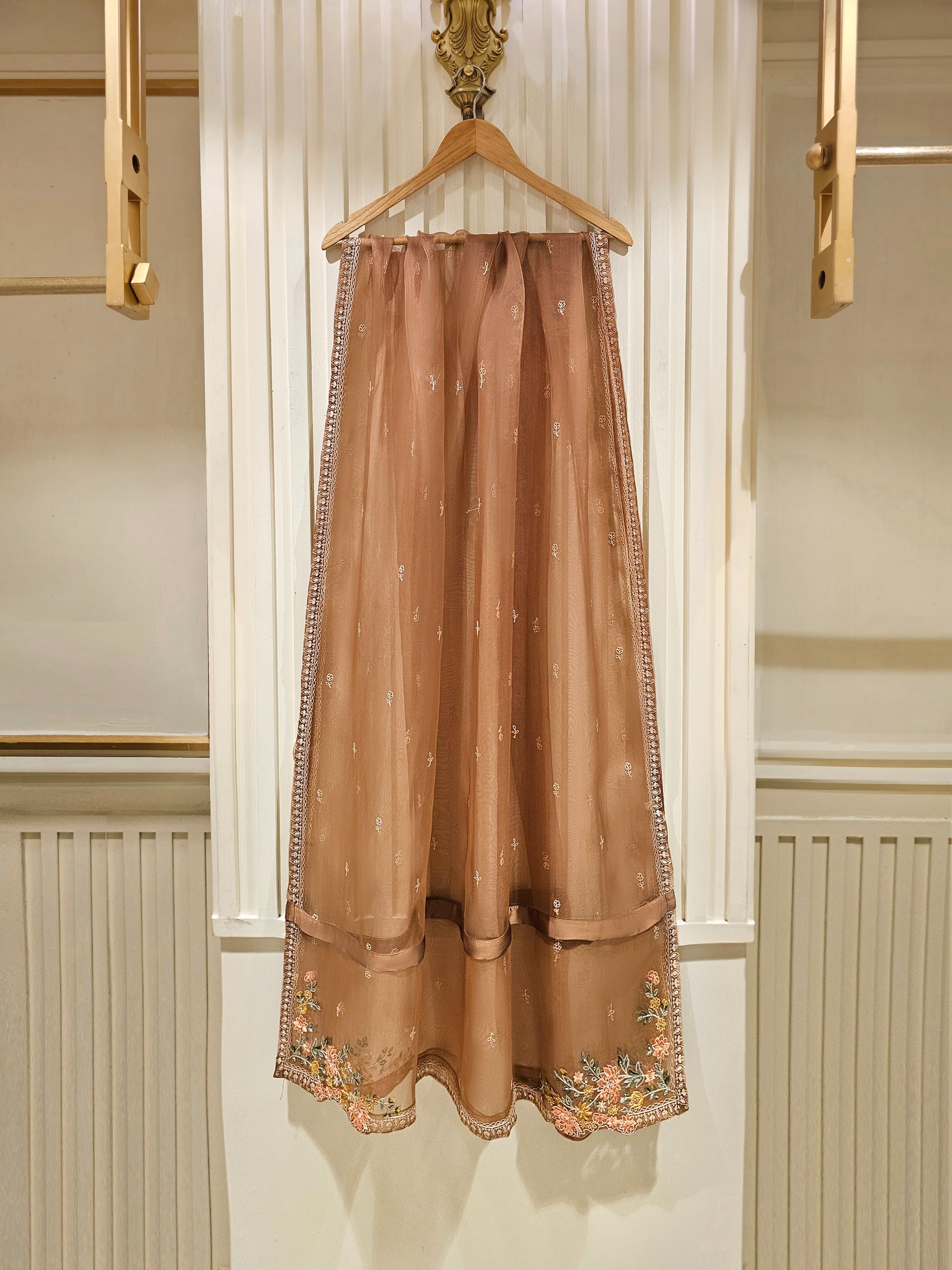 3 Piece - Pure Cotton Net Embroidered Suit S111477 - Image 9