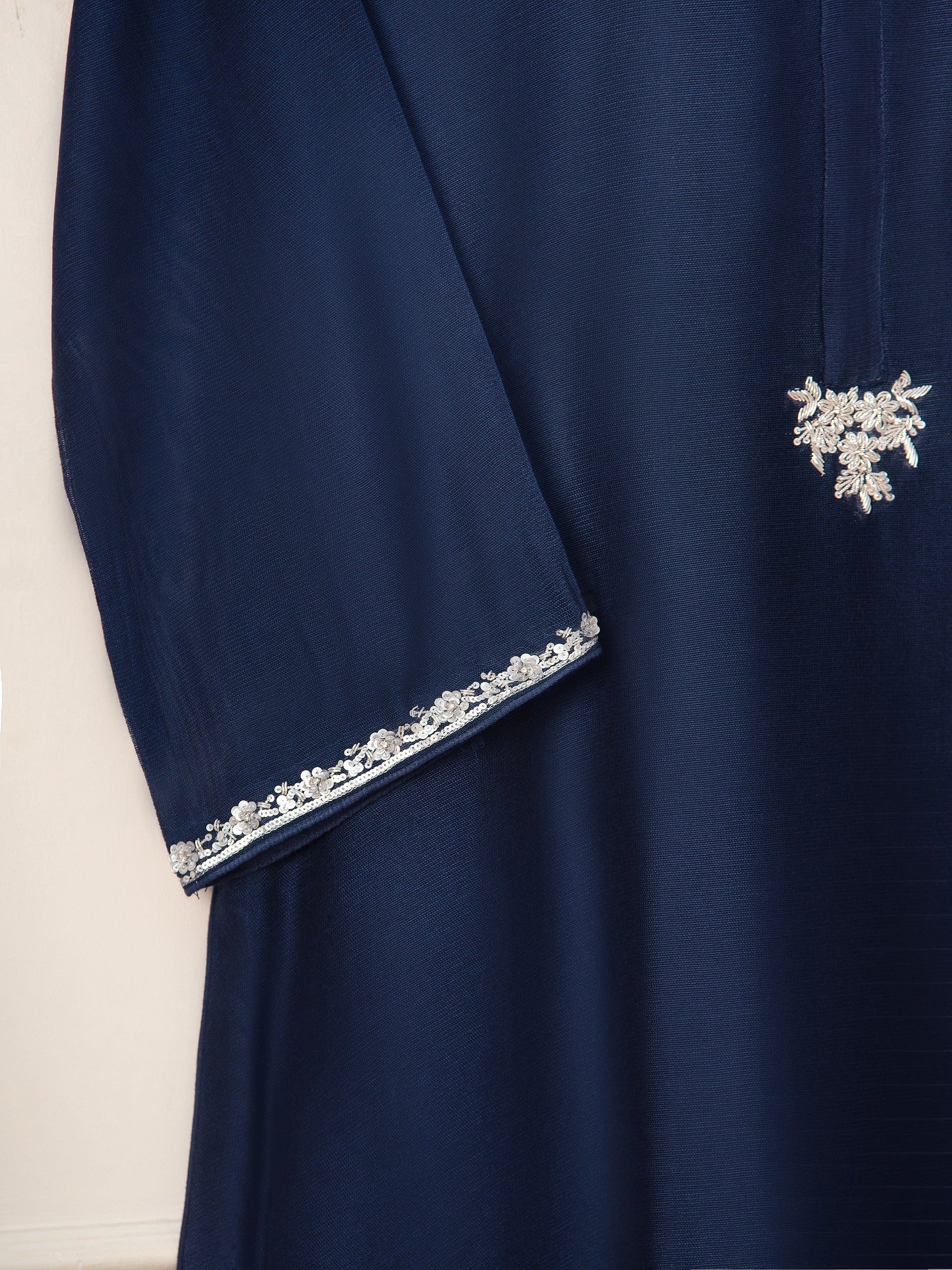3 Piece - Pure Cotton Net Embroidered Suit S111535 - Image 4