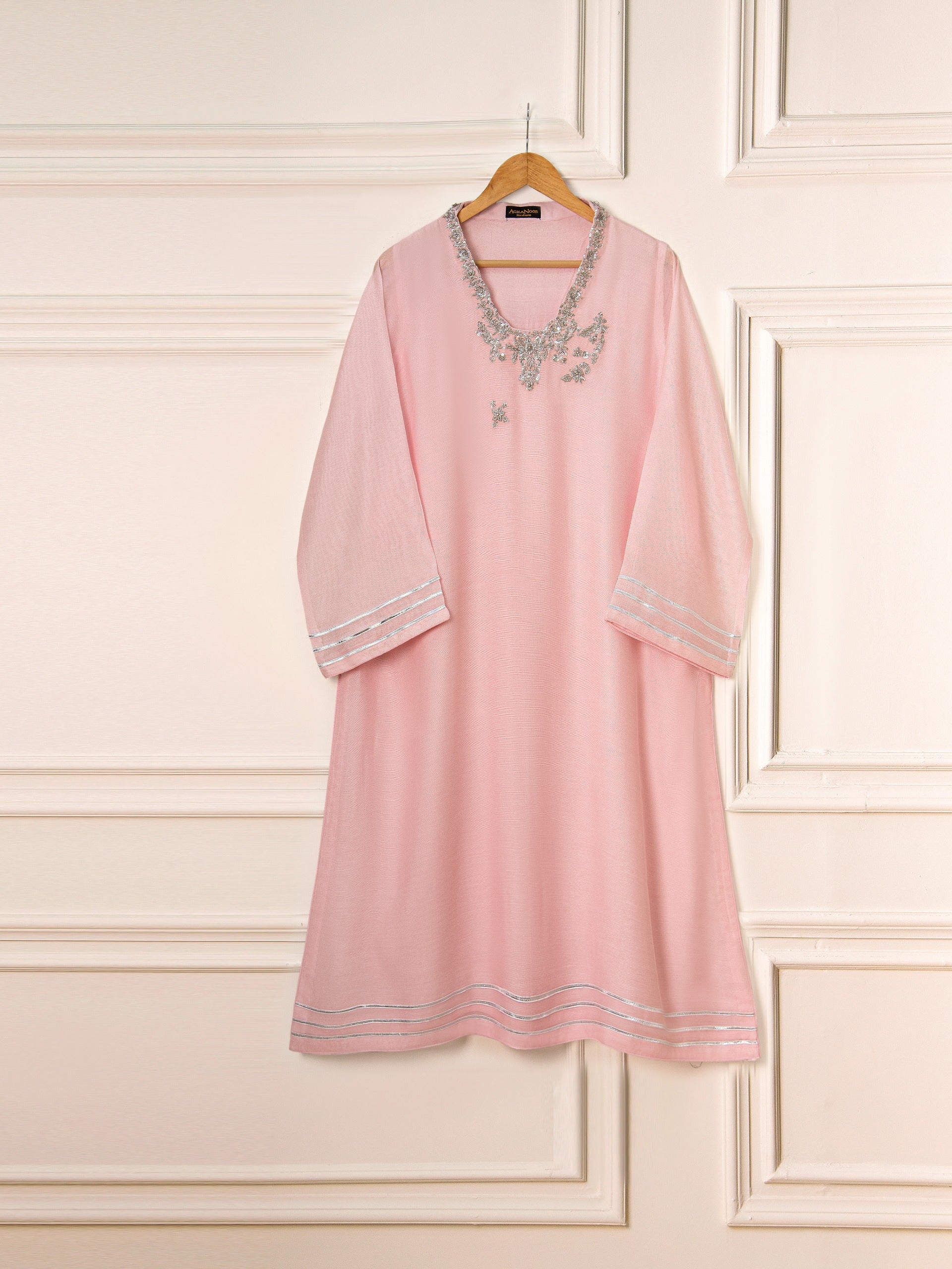 3 Piece - Pure Cotton Net Embroidered Suit S111549 - Image 2