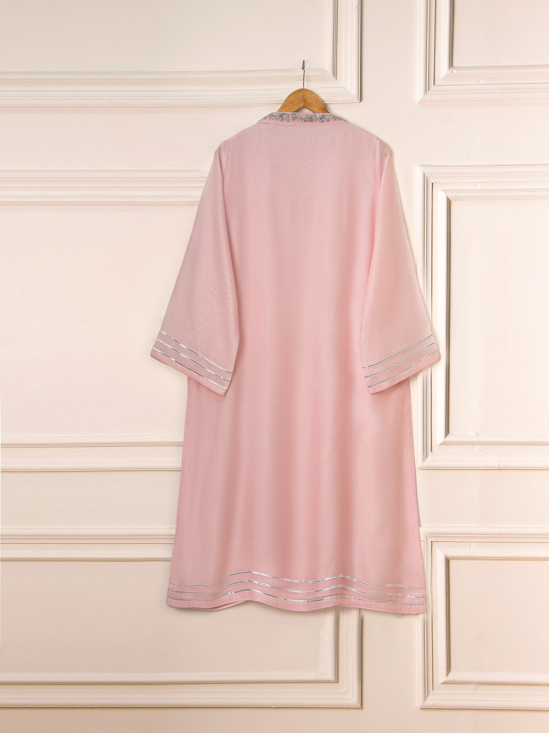3 Piece - Pure Cotton Net Embroidered Suit S111549 - Image 6