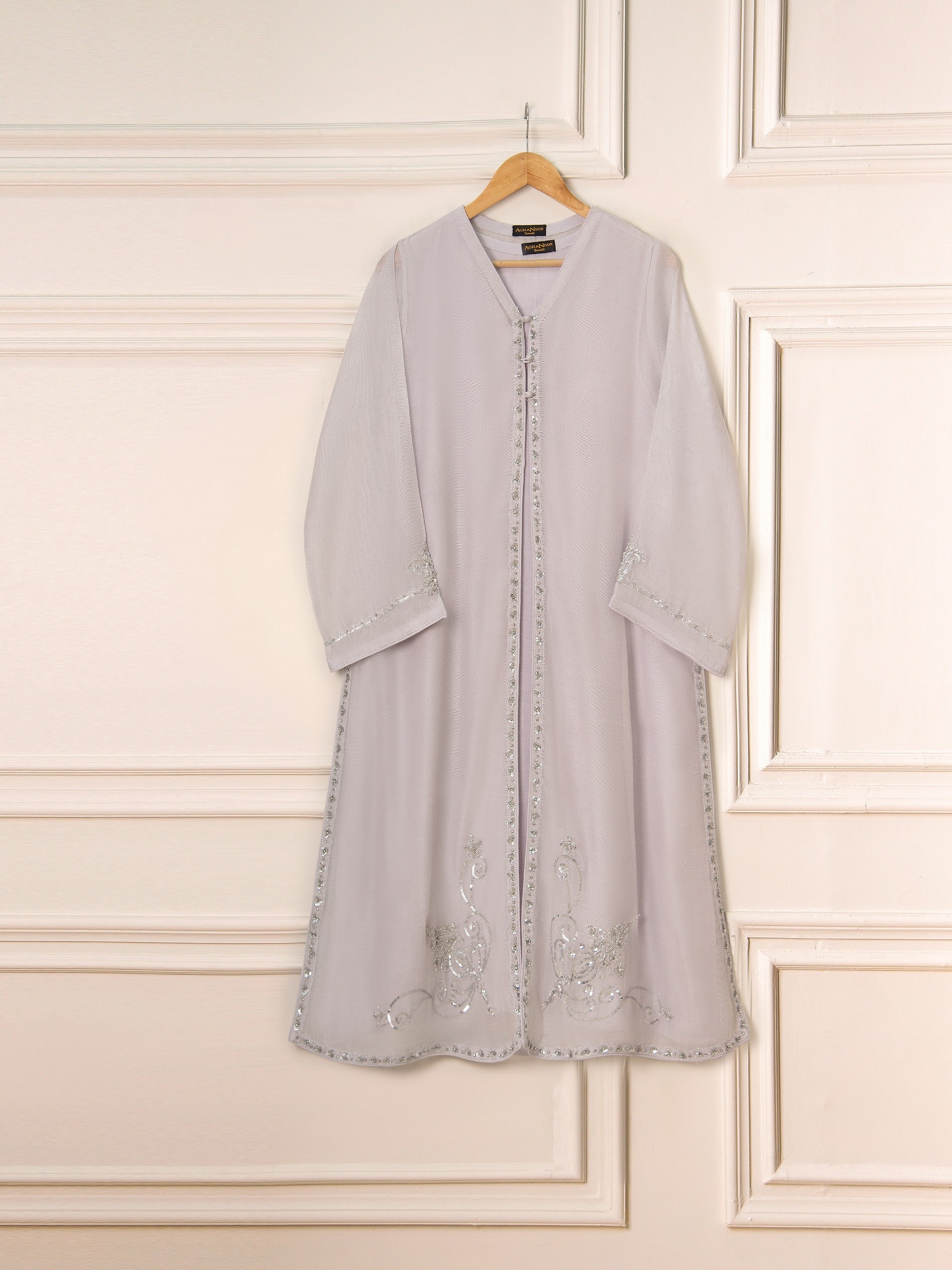 3 Piece - Pure Cotton Net Embroidered Suit S111561 - Image 2