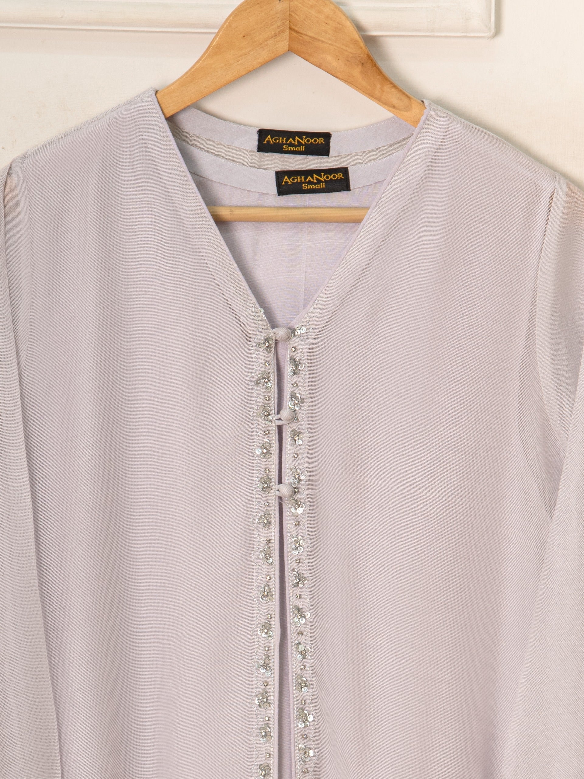 3 Piece - Pure Cotton Net Embroidered Suit S111561 - Image 3