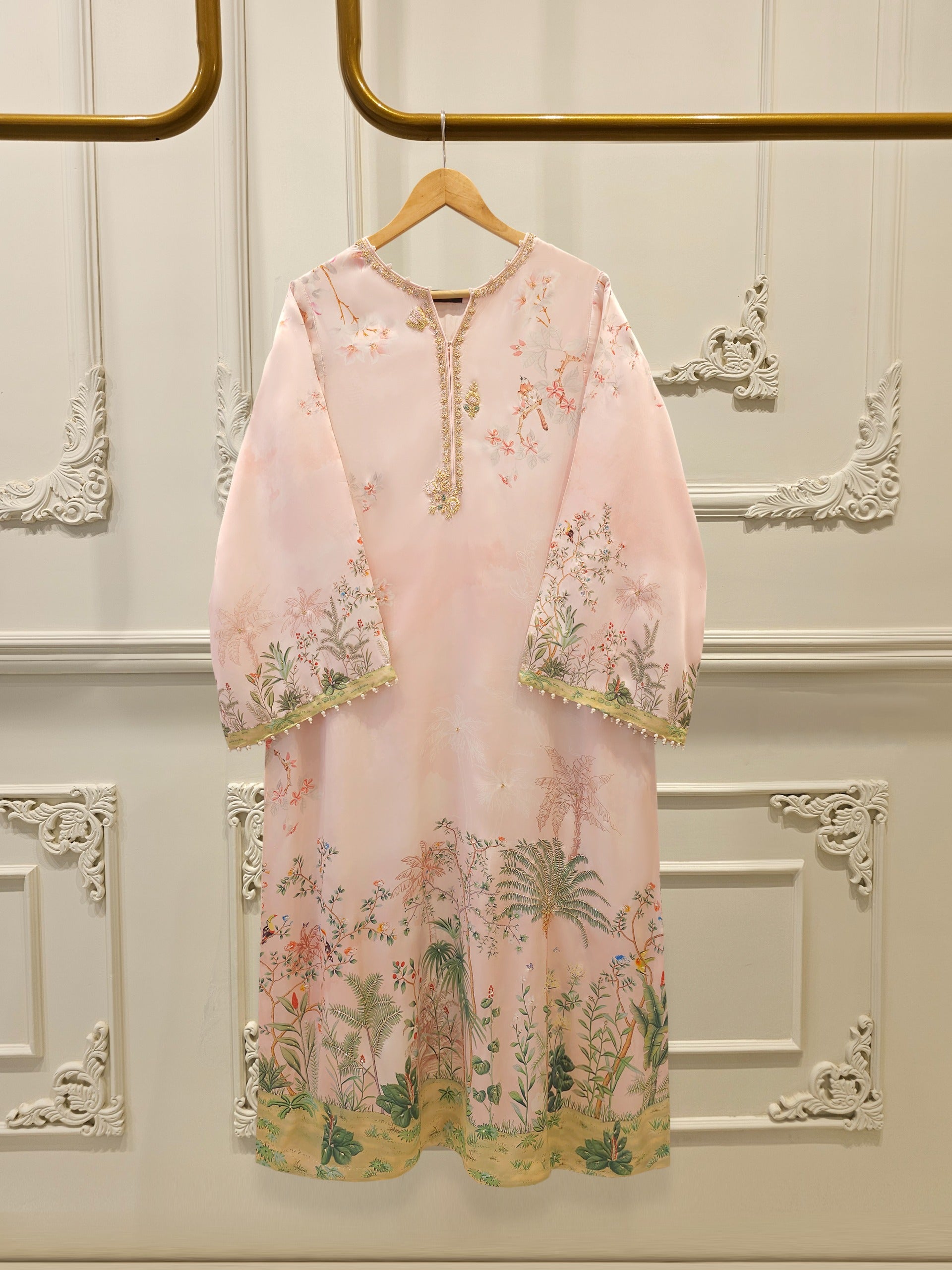 2 Piece - Pure Embroidered Charmeuse Silk Suit S112067