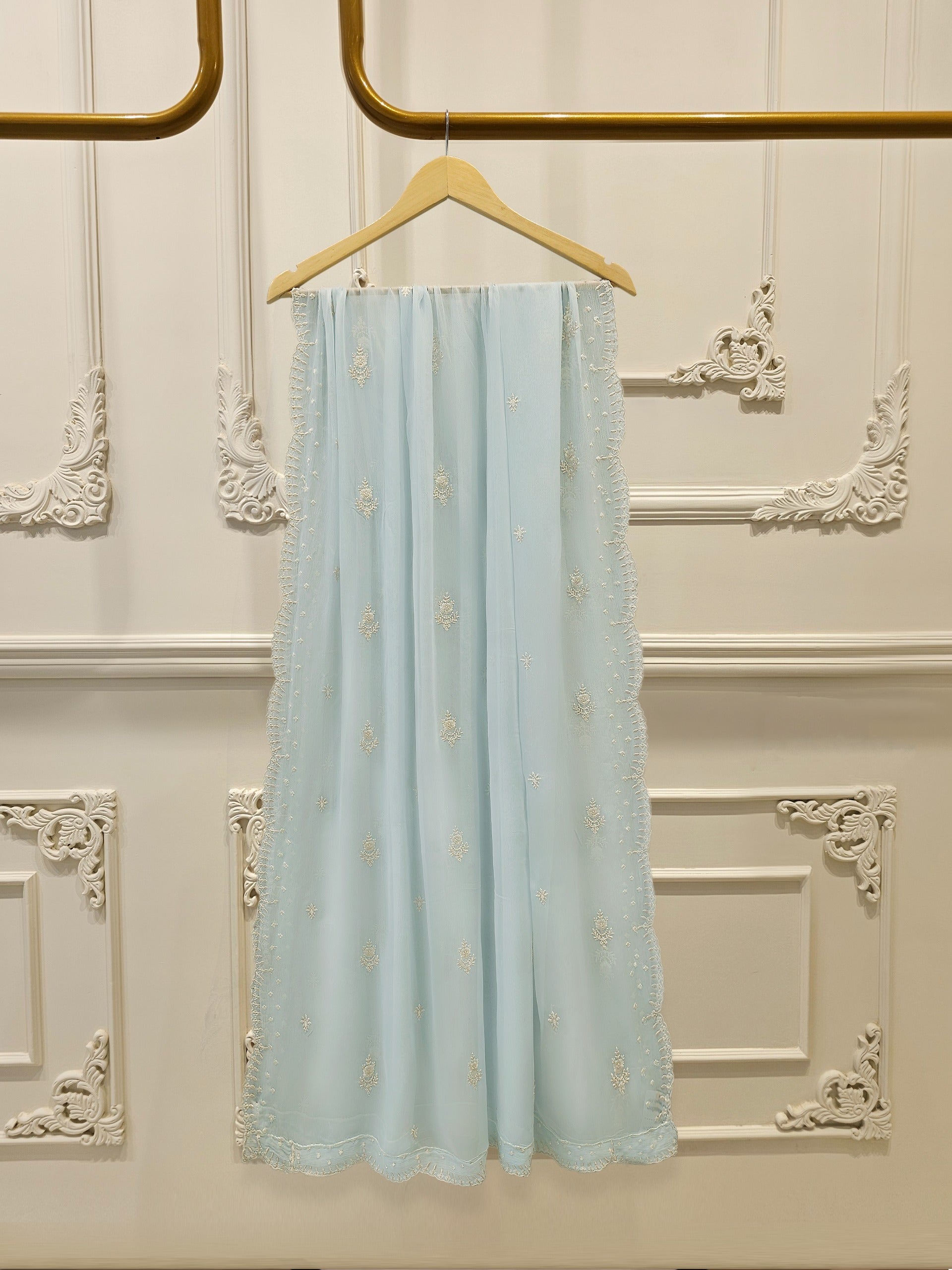 3 Piece - Pure Embroidered Cotton Net Suit S113172 - Image 3