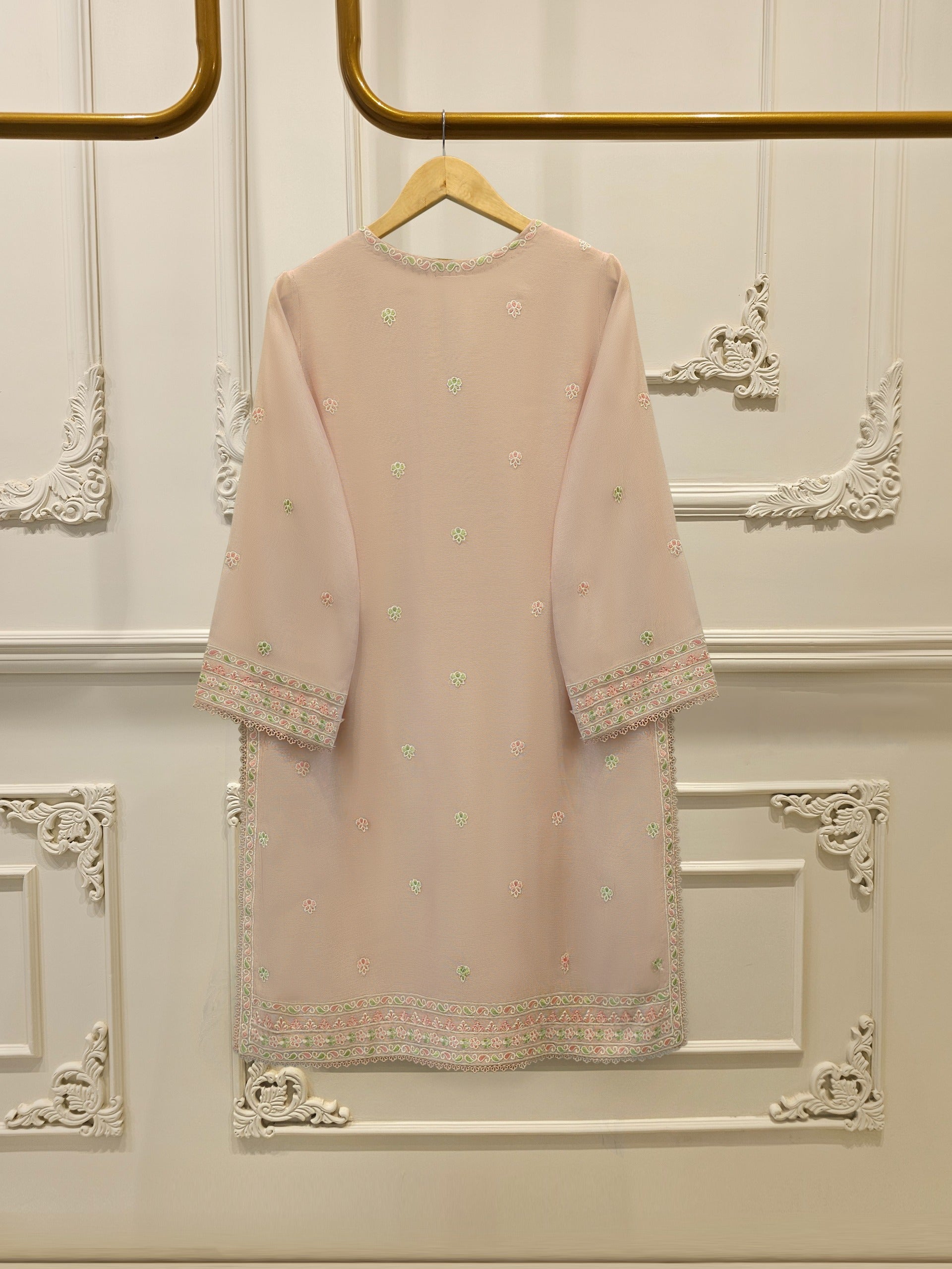 3 Piece - Pure Embroidered Cotton Net Suit S113171 - Image 4