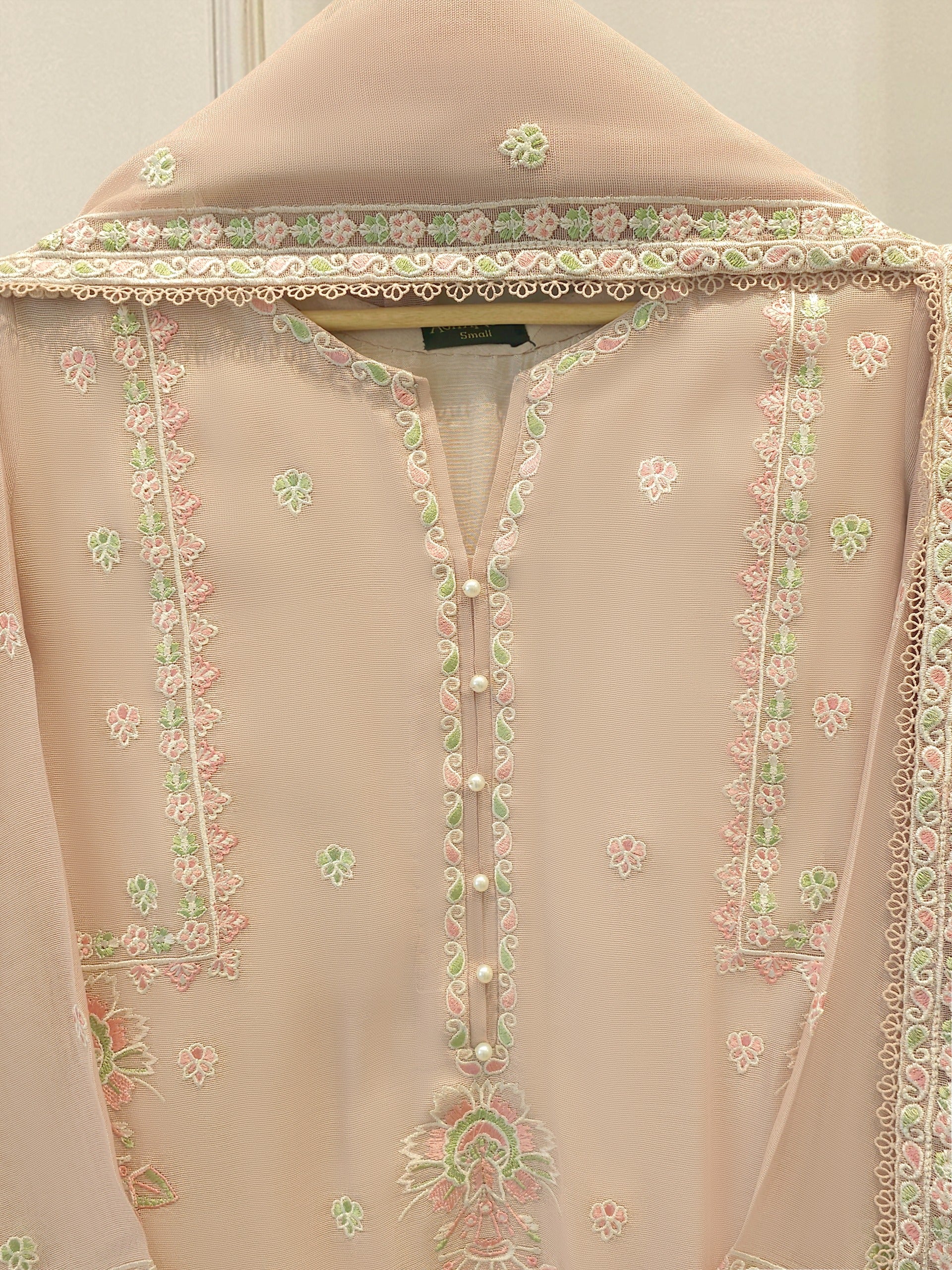3 Piece - Pure Embroidered Cotton Net Suit S113171 - Image 7