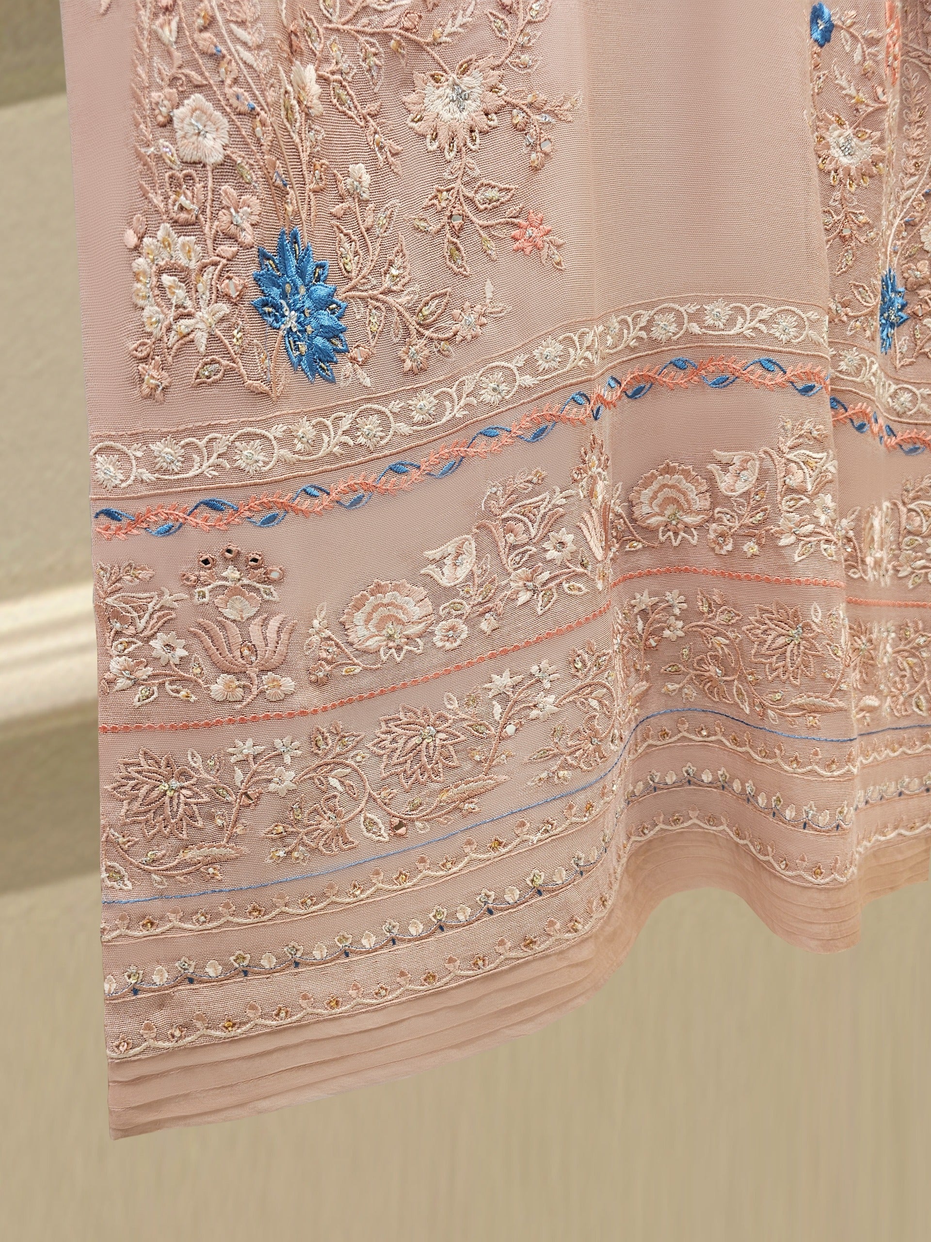 3 Piece - Pure Embroidered Cotton Net Suit S111774 - Image 2