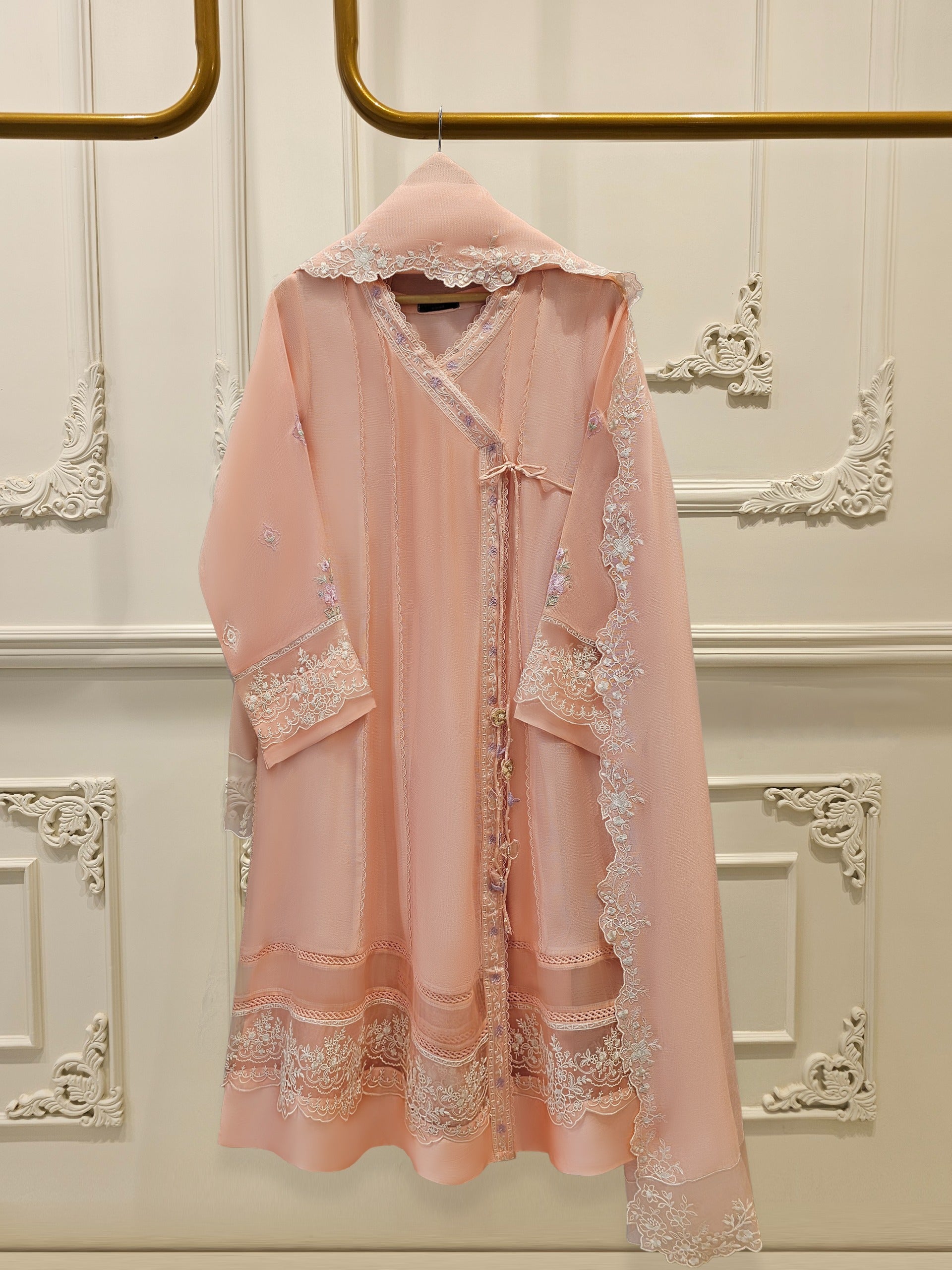 3 Piece - Pure Embroidered Cotton Net Suit S111820