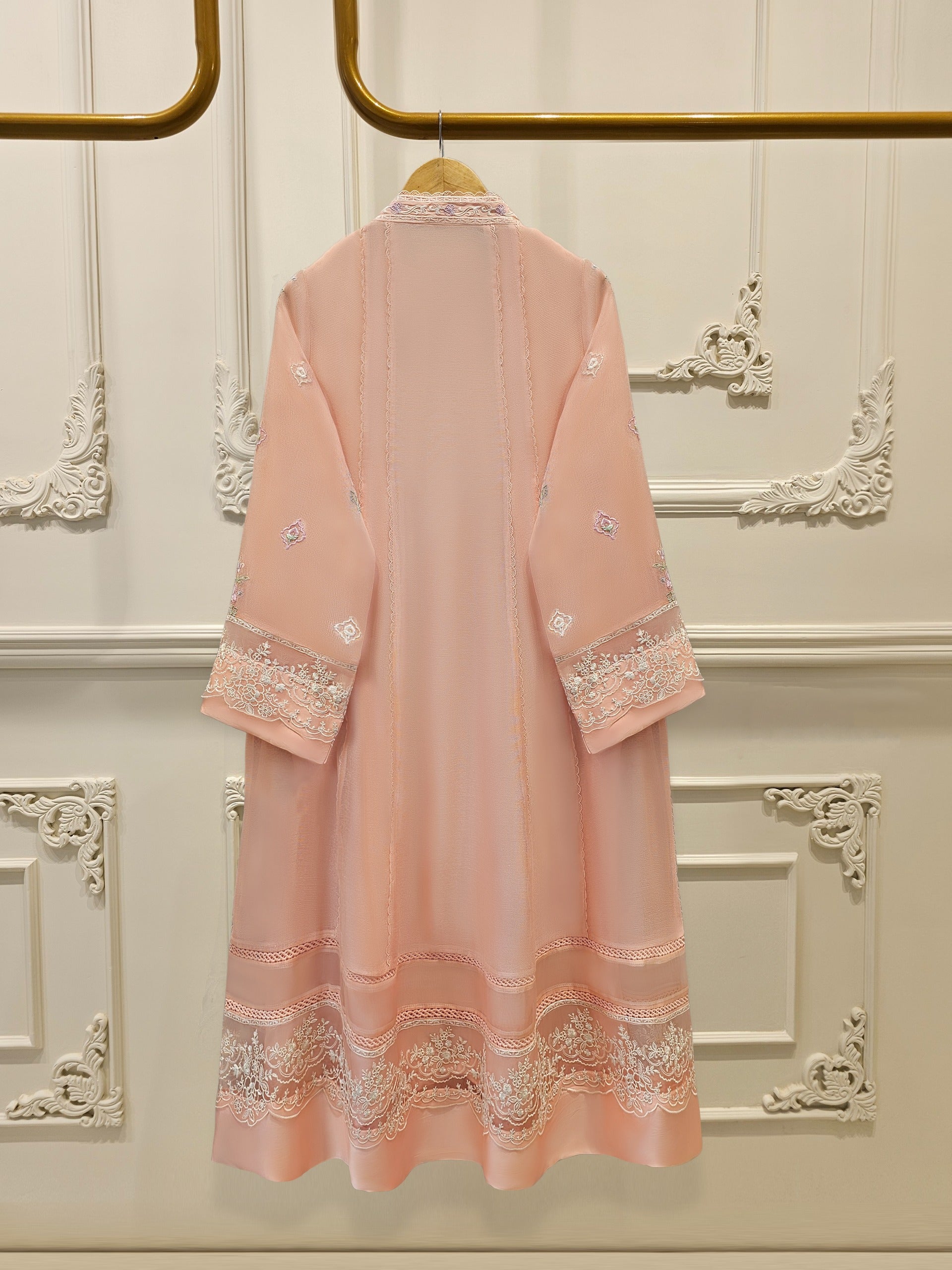 3 Piece - Pure Embroidered Cotton Net Suit S111820 - Image 3