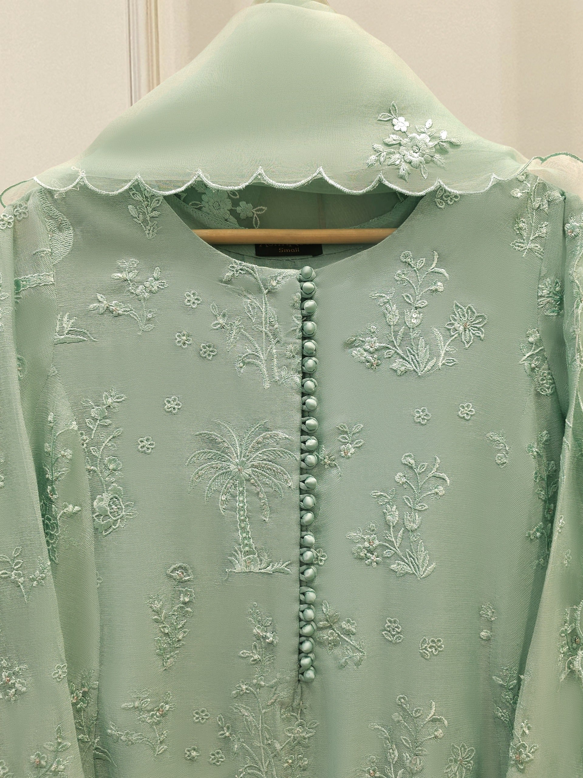 3 Piece - Pure Embroidered Cotton Net Suit S111867 - Image 2