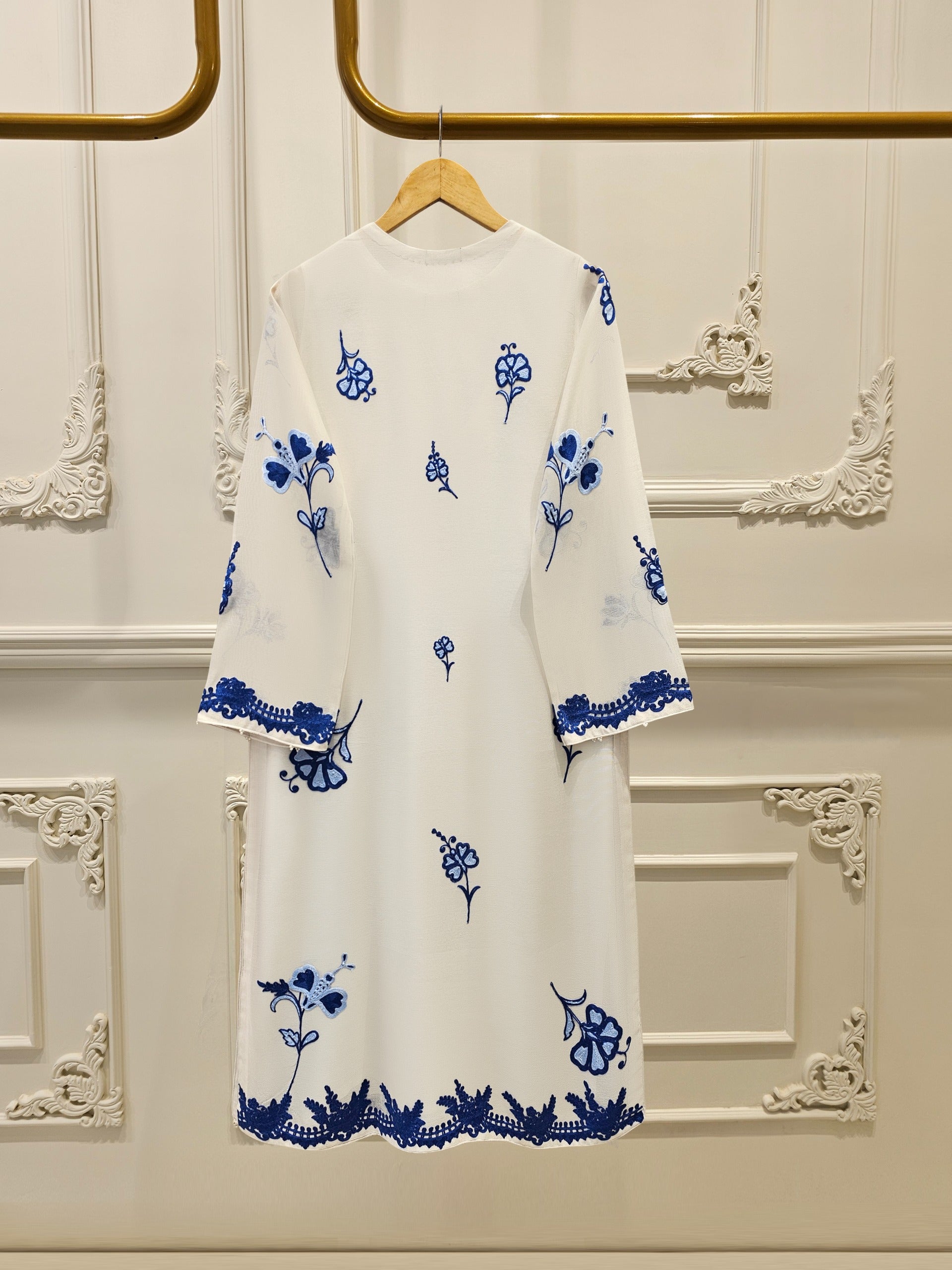 3 Piece - Pure Embroidered Cotton Net Suit S111886 - Image 6