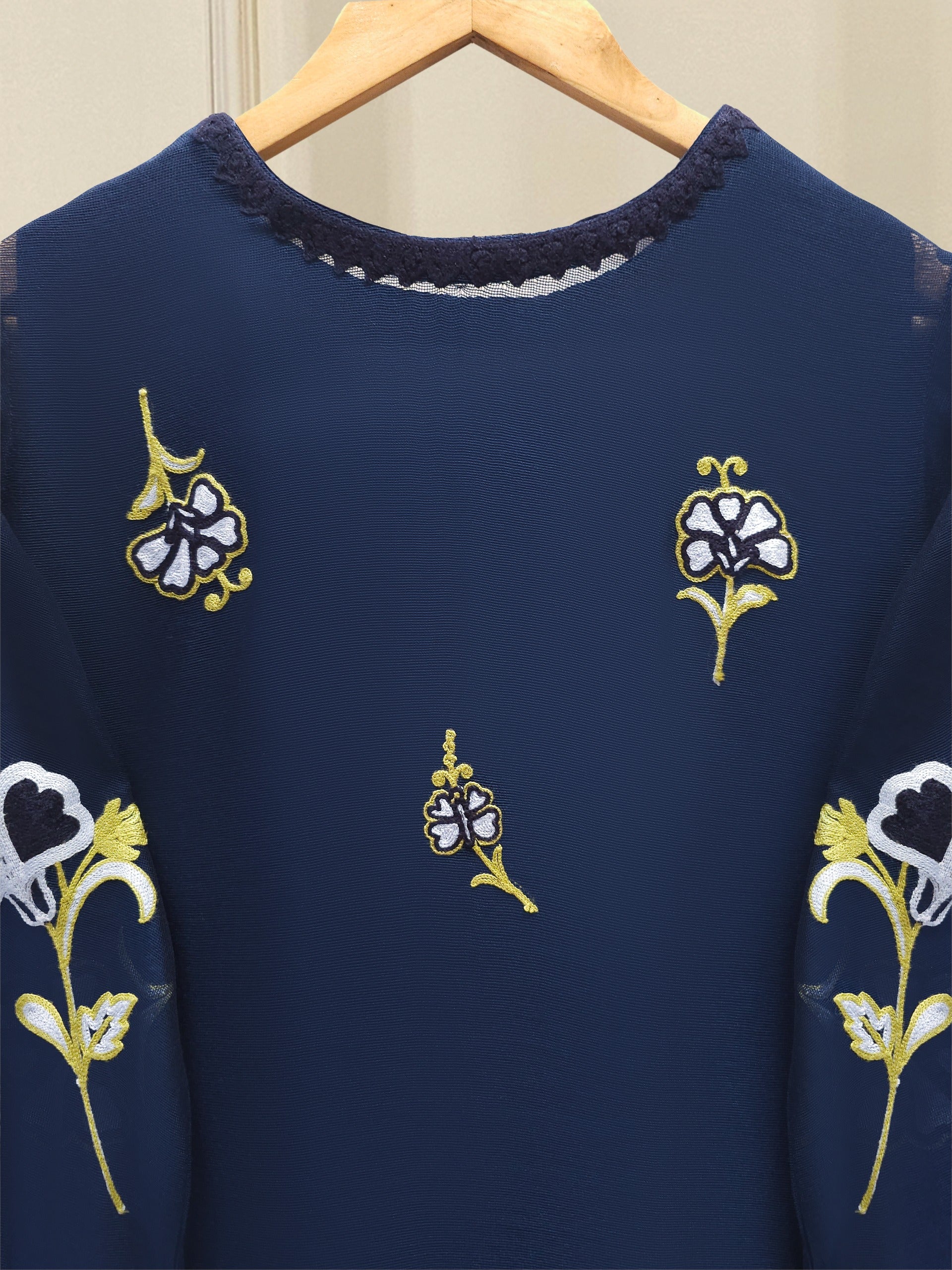 3 Piece - Pure Embroidered Cotton Net Suit S111888 - Image 5