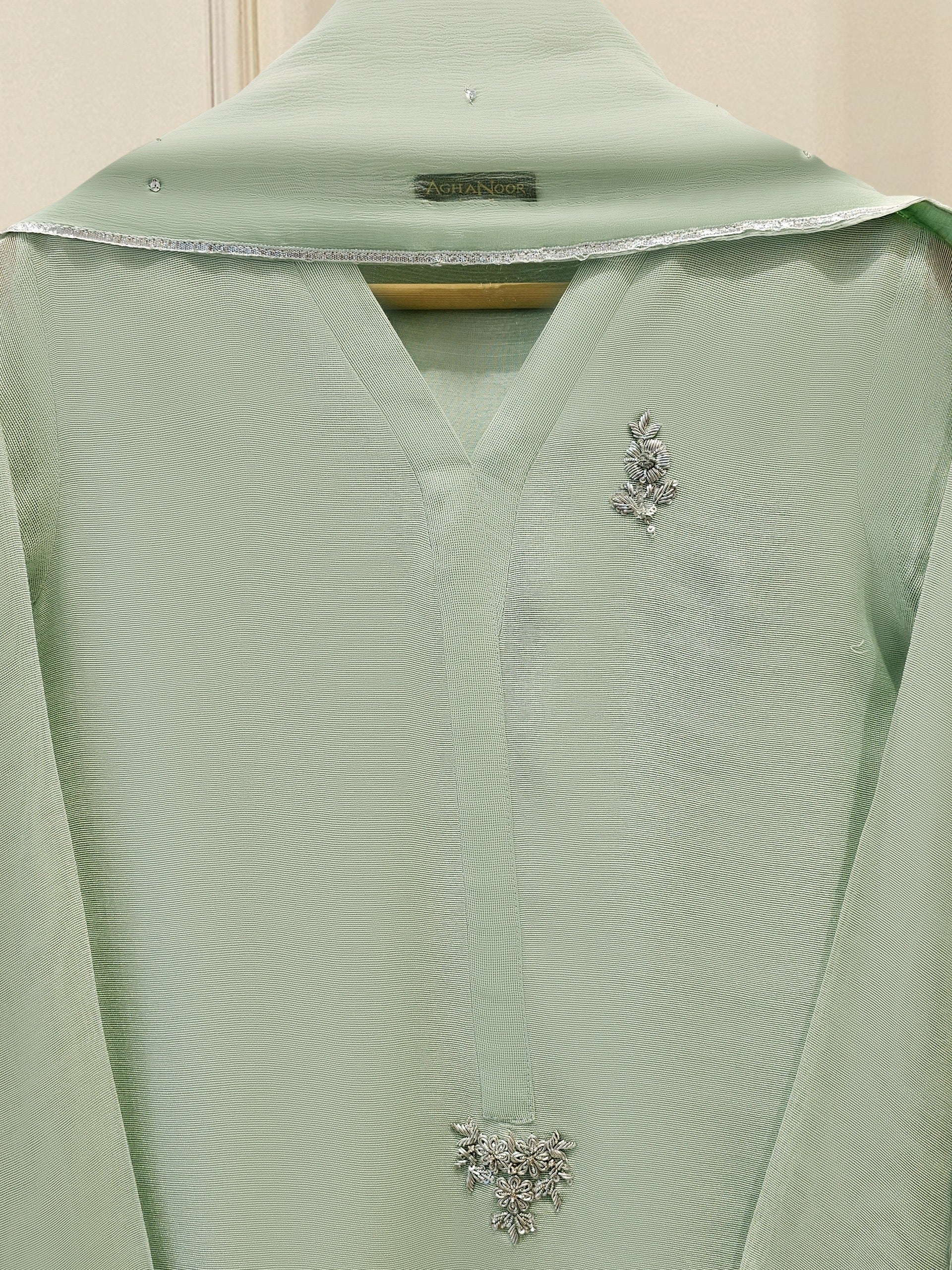 3 Piece - Pure Embroidered Cotton Net Suit S111899 - Image 2