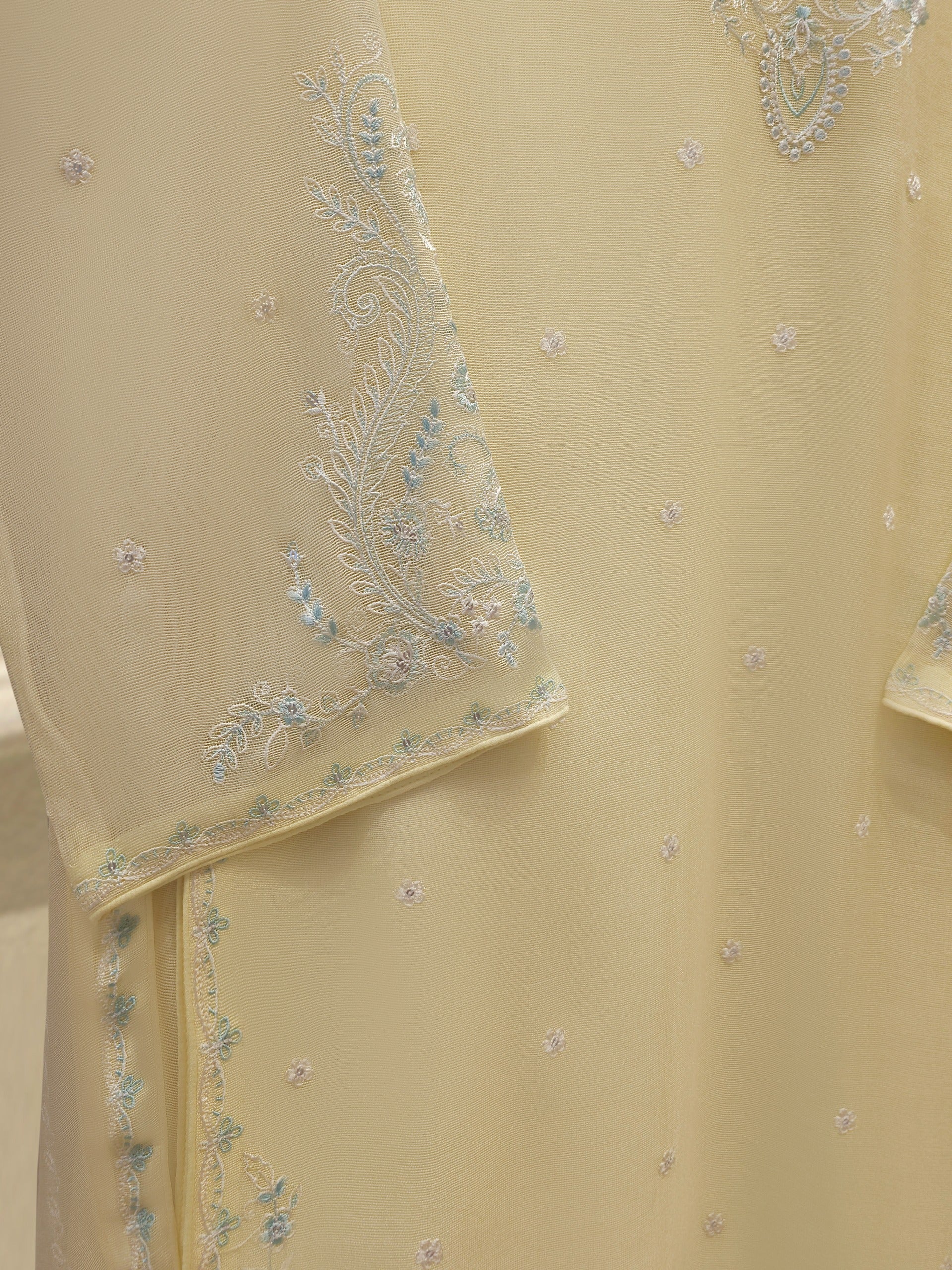 3 Piece - Pure Embroidered Cotton Net Suit S111905 - Image 2