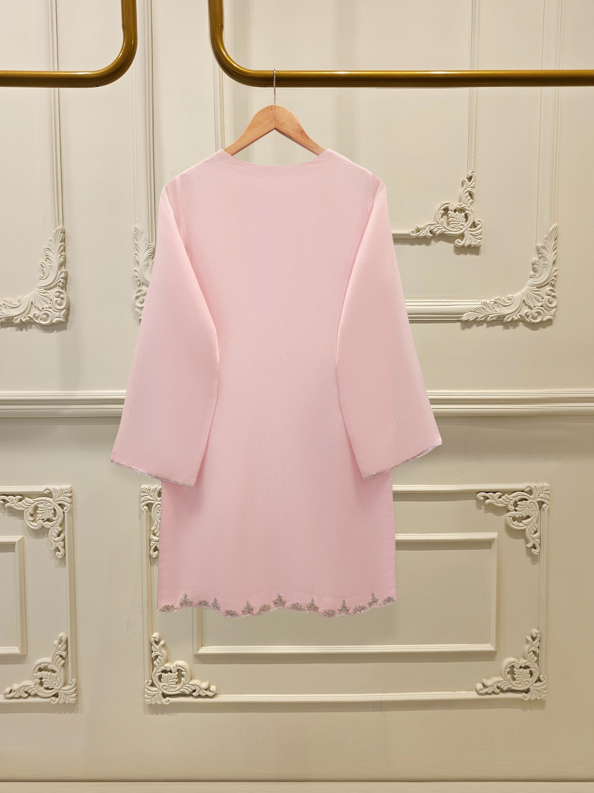 3 Piece - Pure Embroidered Cotton Net Suit S111909 - Image 4
