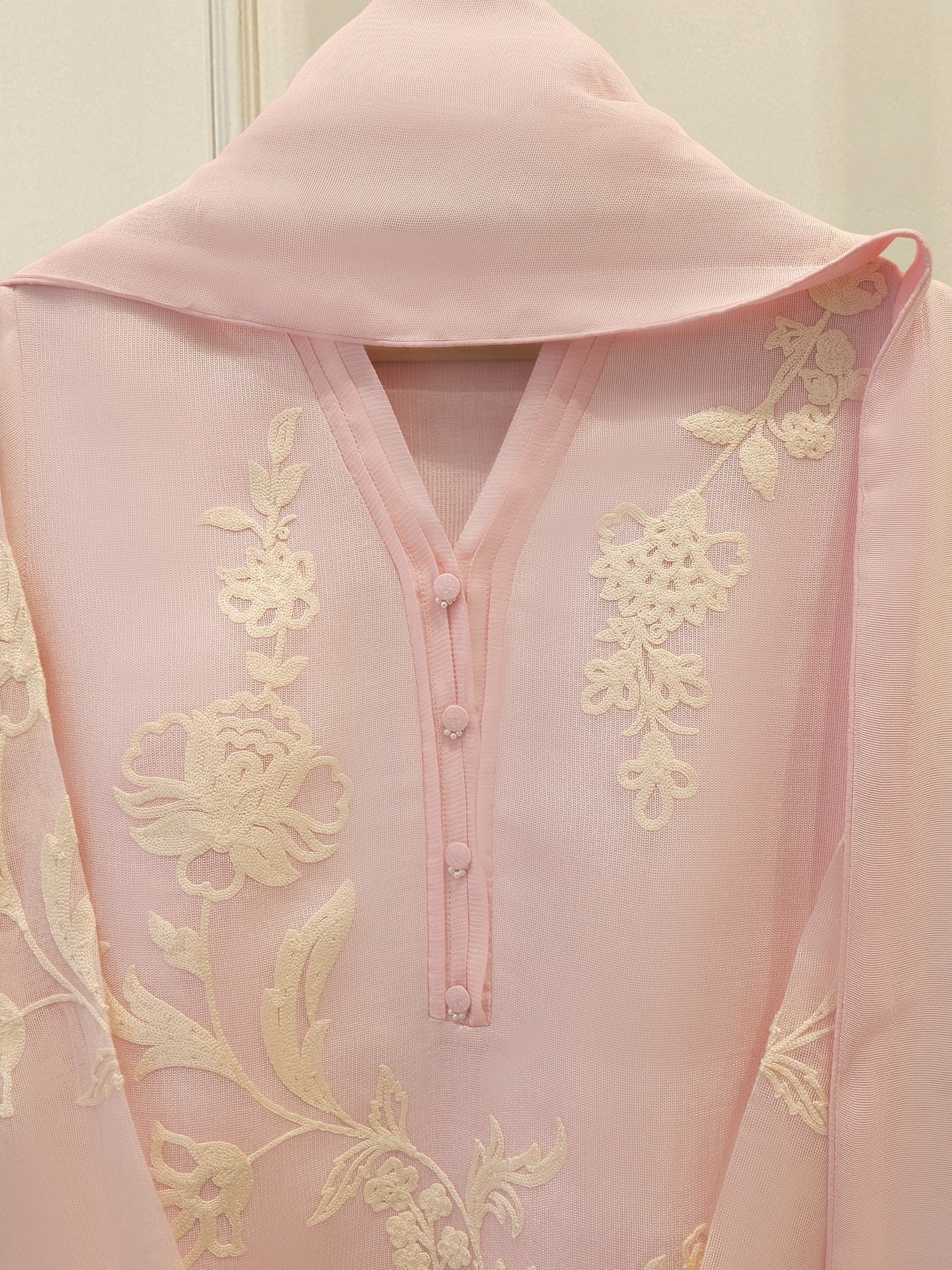 3 Piece - Pure Embroidered Cotton Net Suit S111956 - Image 3