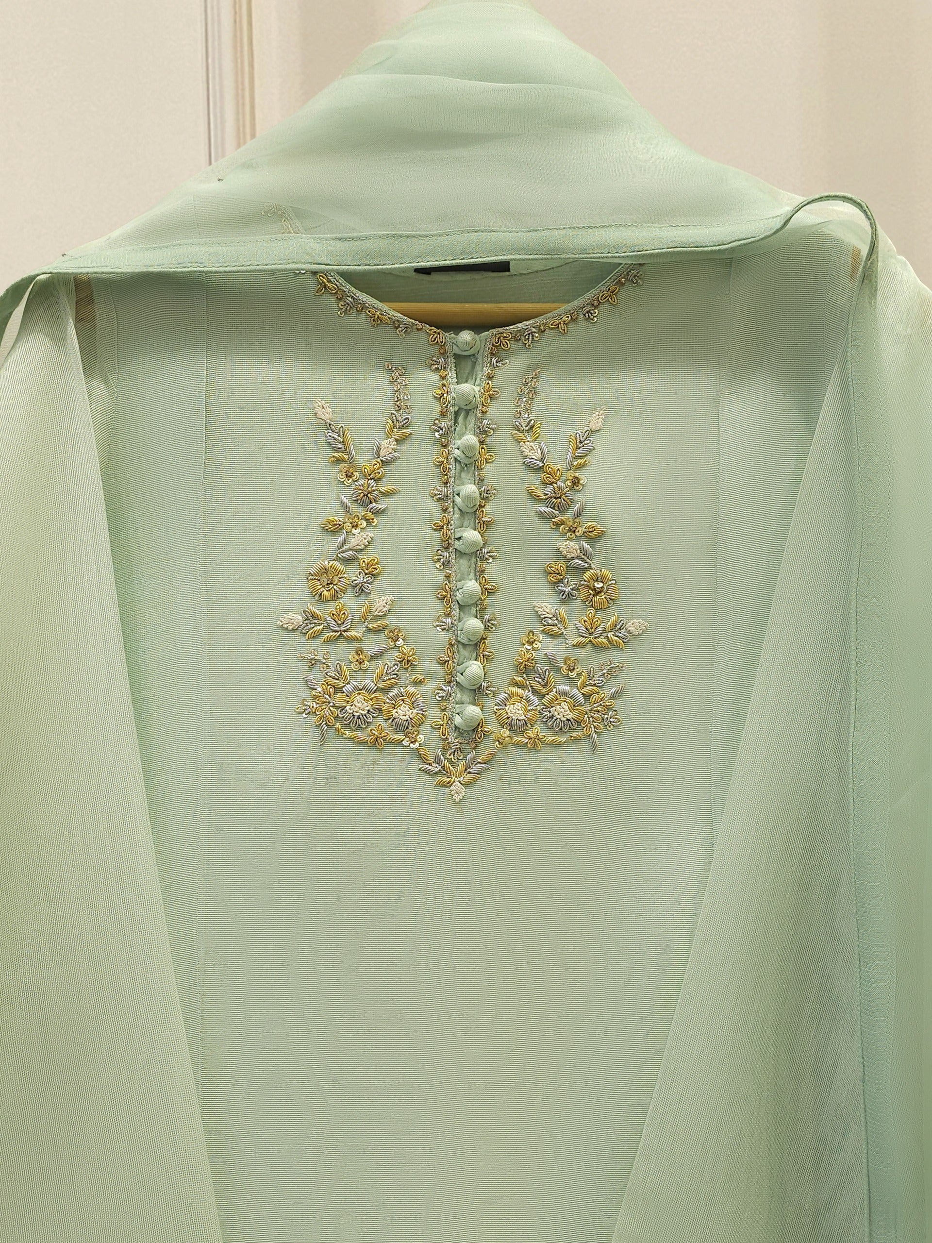 3 Piece - Pure Embroidered Cotton Net Suit S111958 - Image 2