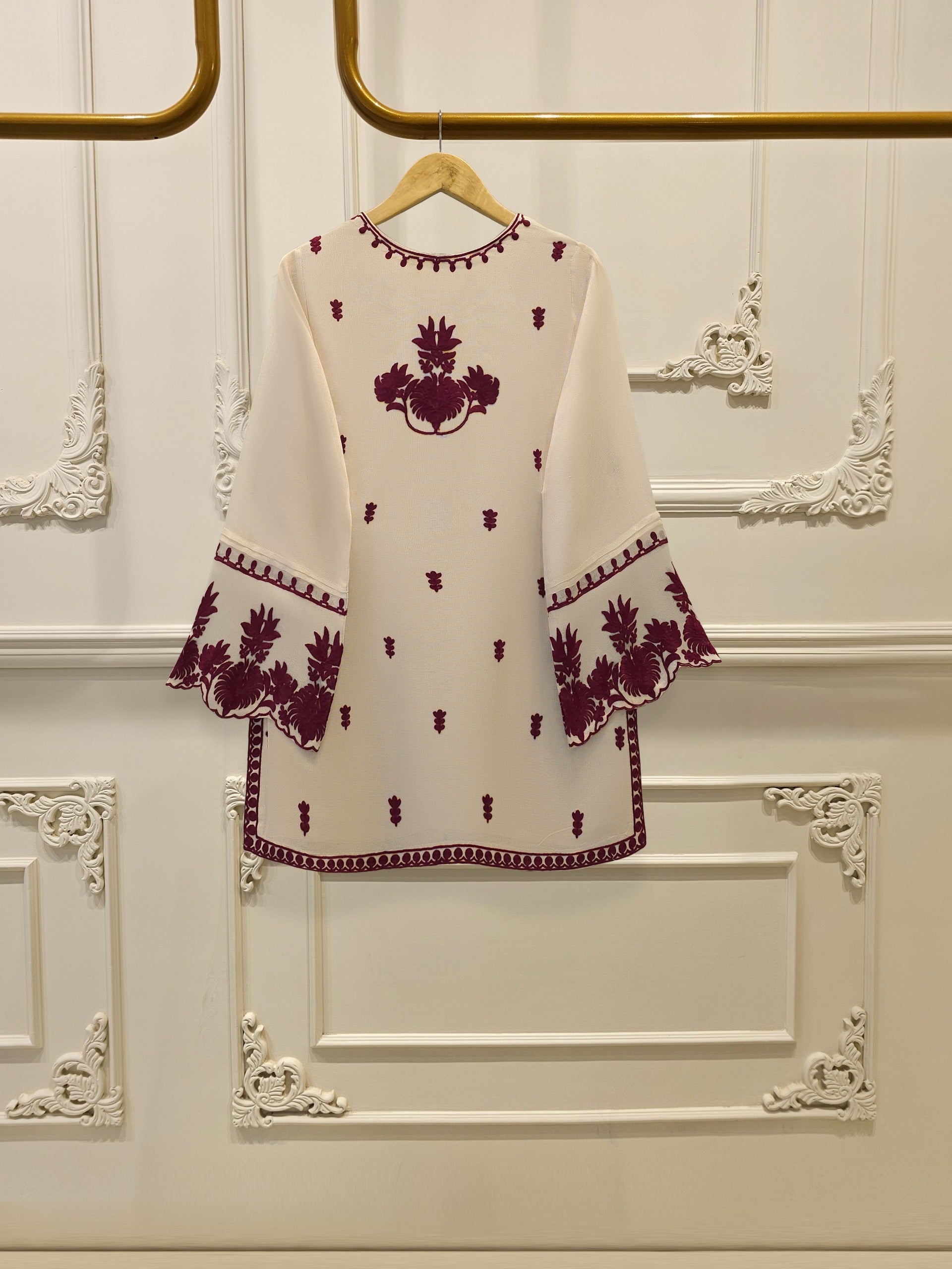 3 Piece - Pure Embroidered Cotton Net Suit S111971 - Image 4