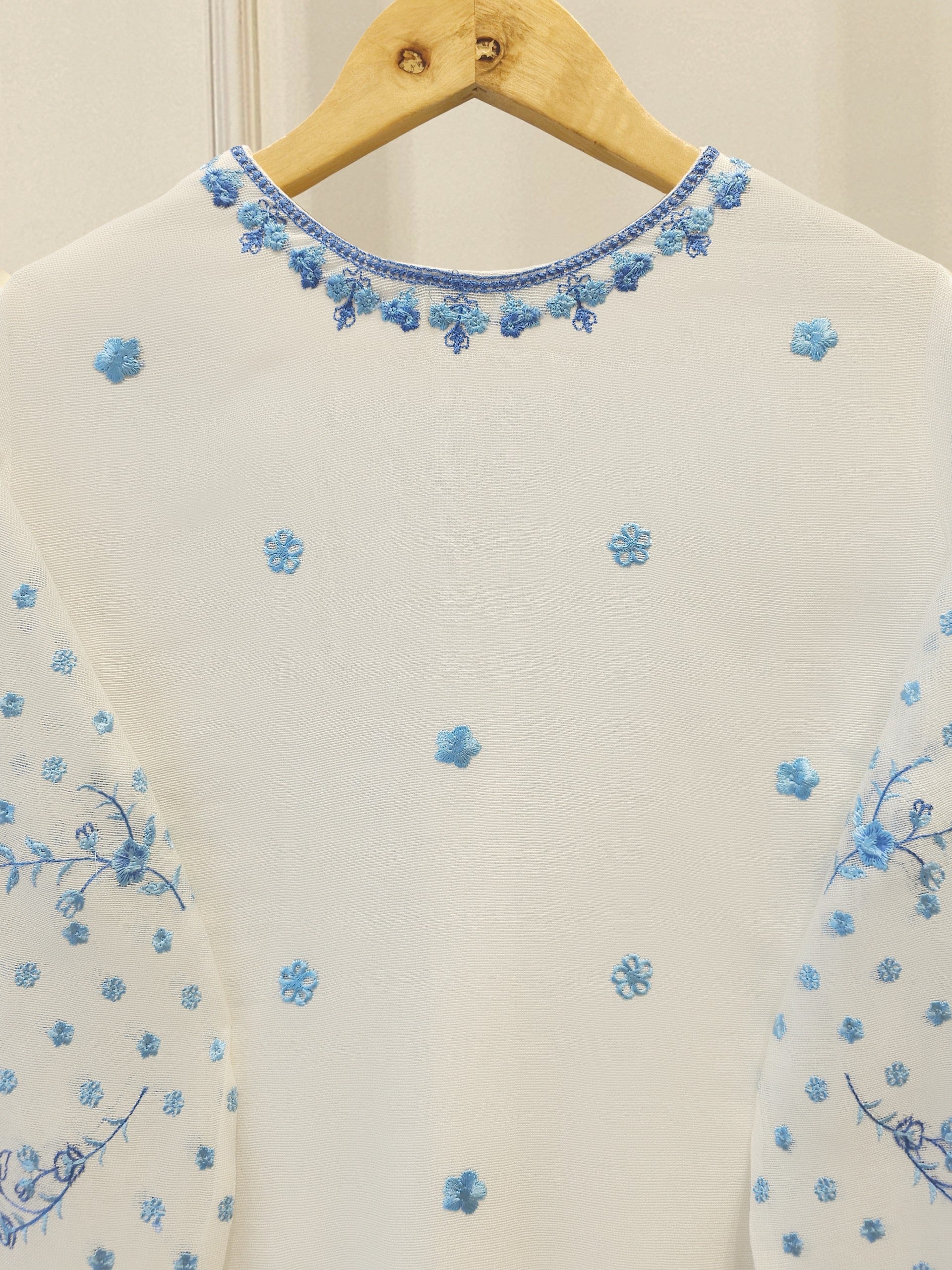 3 Piece - Pure Embroidered Cotton Net Suit S111972 - Image 6