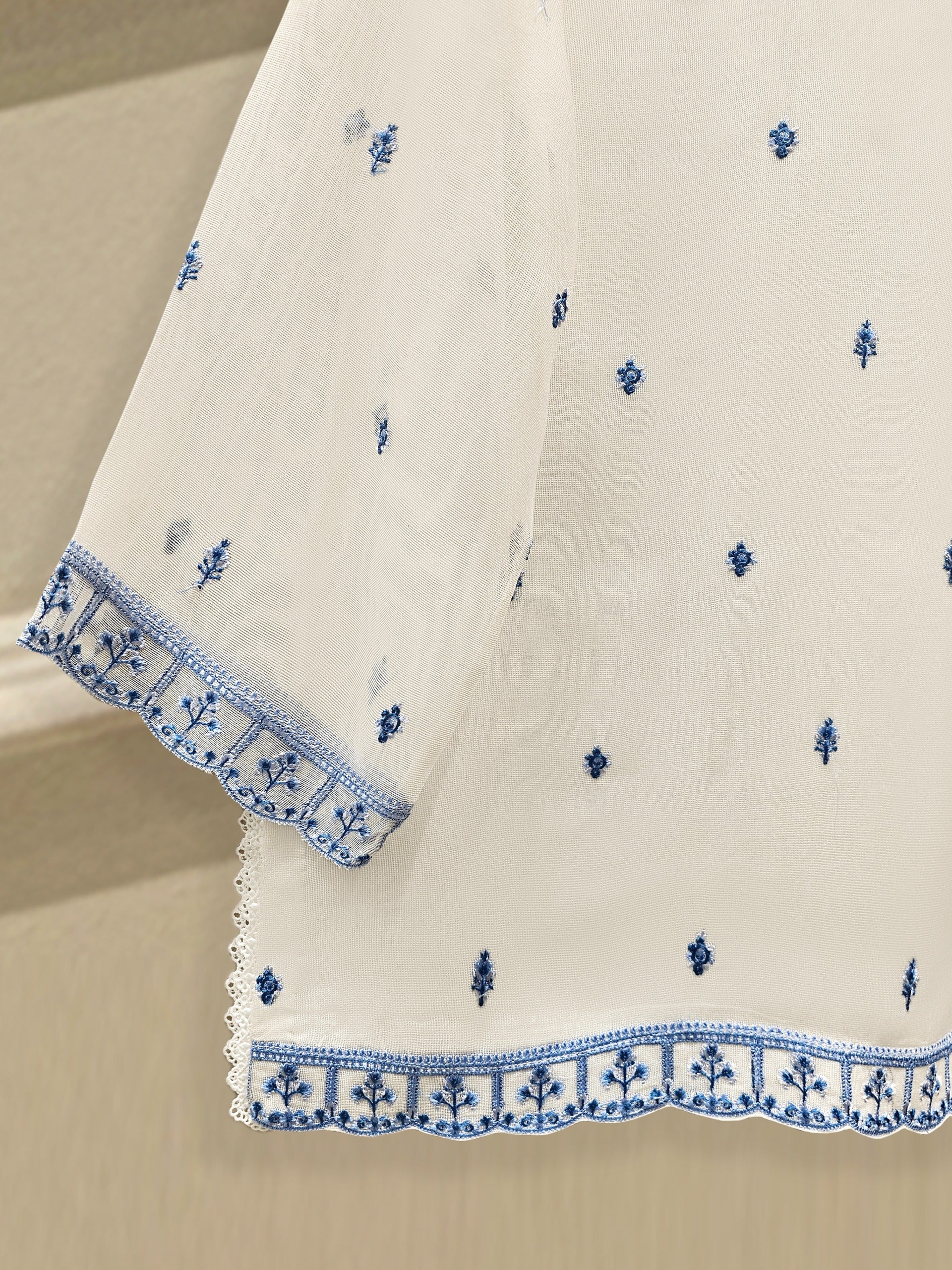 3 Piece - Pure Embroidered Cotton Net Suit S112000 - Image 6