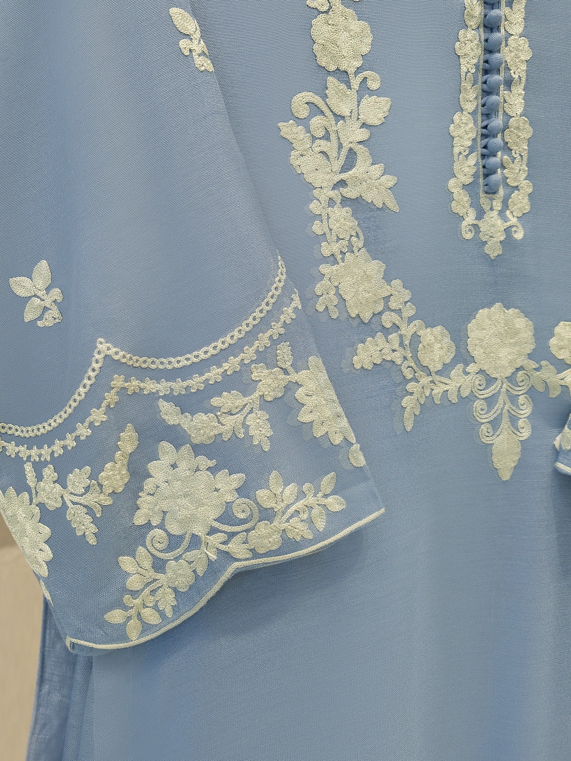 3 Piece - Pure Embroidered Cotton Net Suit S112014 - Image 3