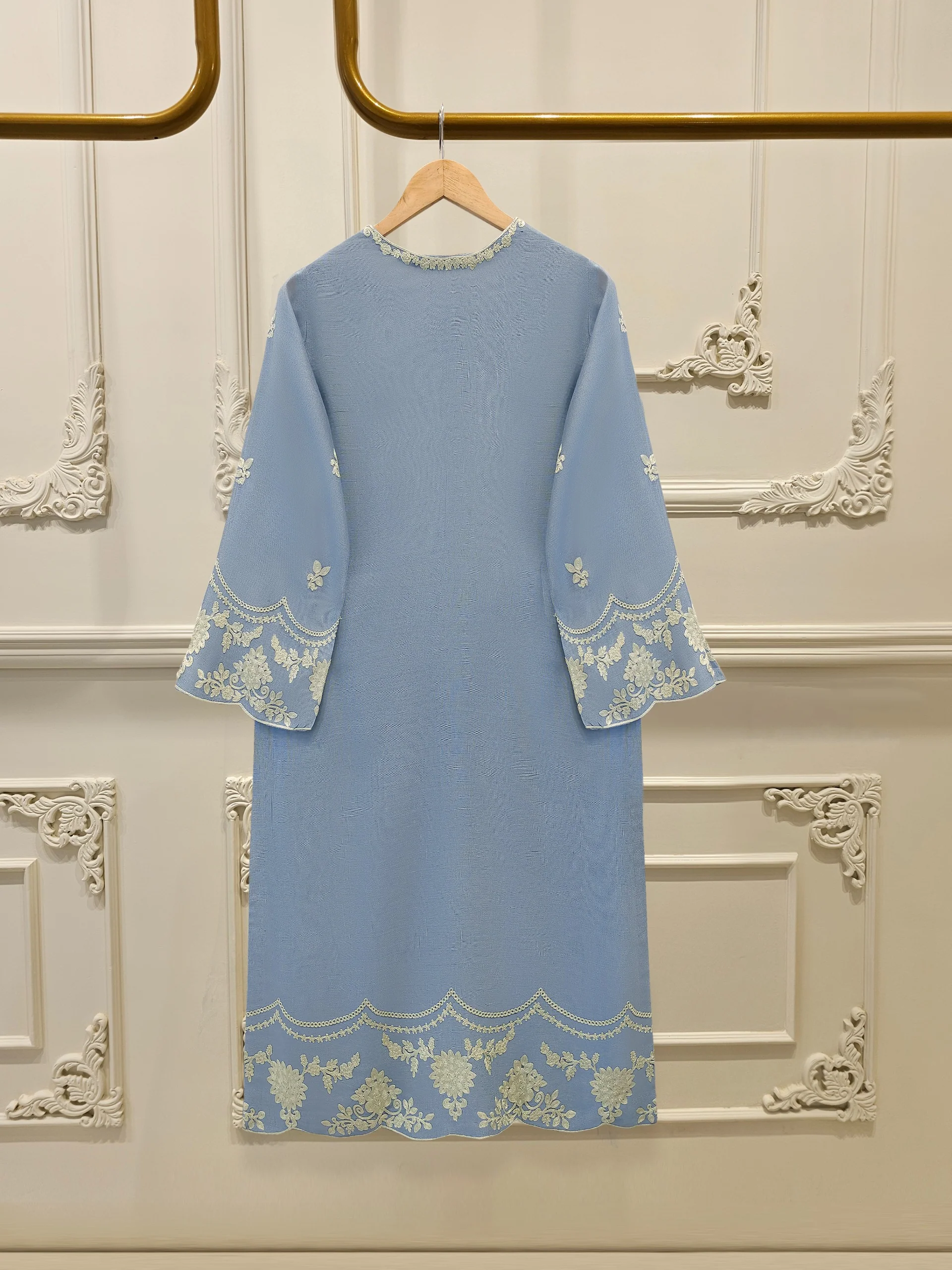 3 Piece - Pure Embroidered Cotton Net Suit S112014 - Image 5