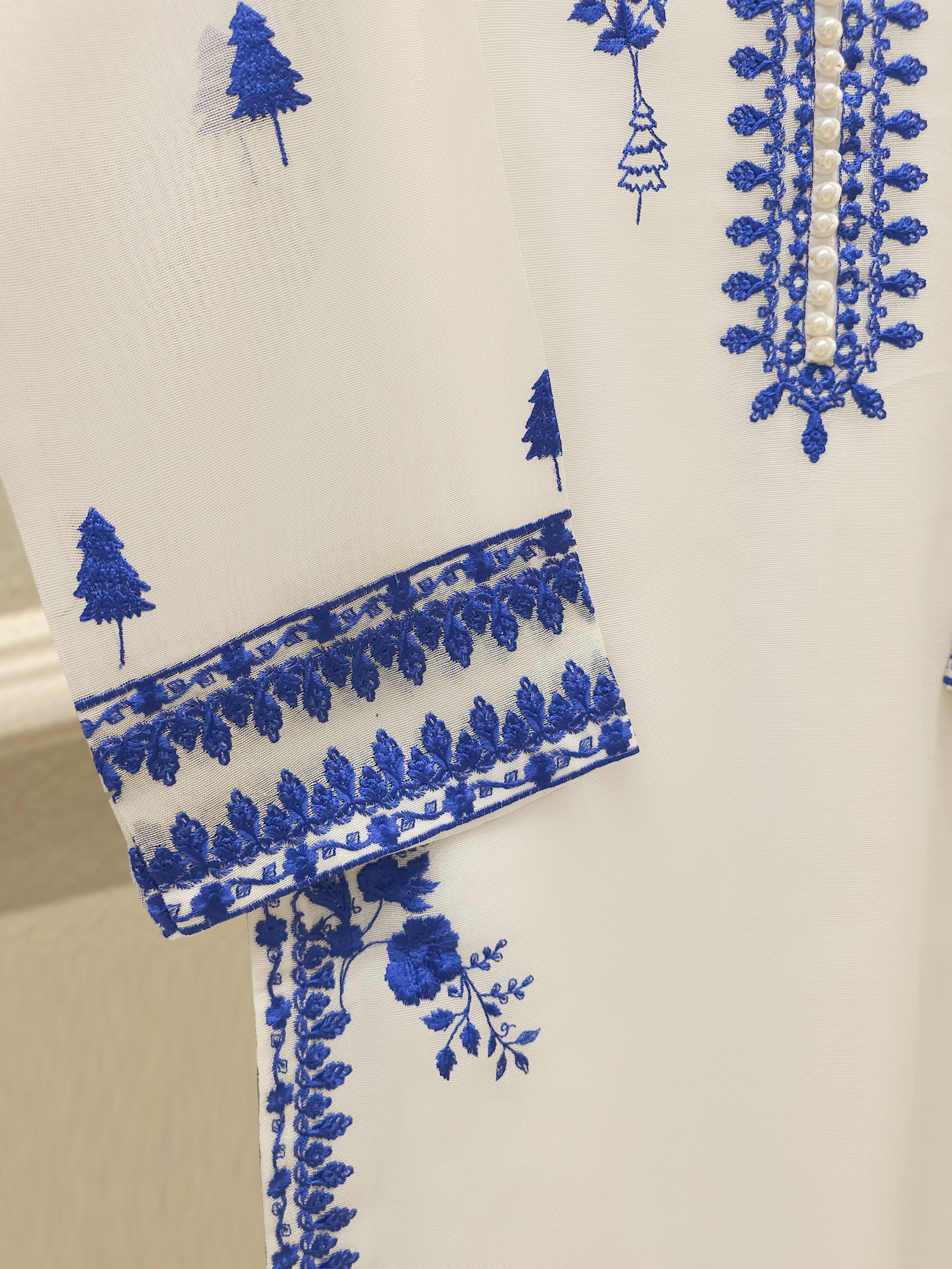3 Piece - Pure Embroidered Cotton Net Suit S112057 - Image 3