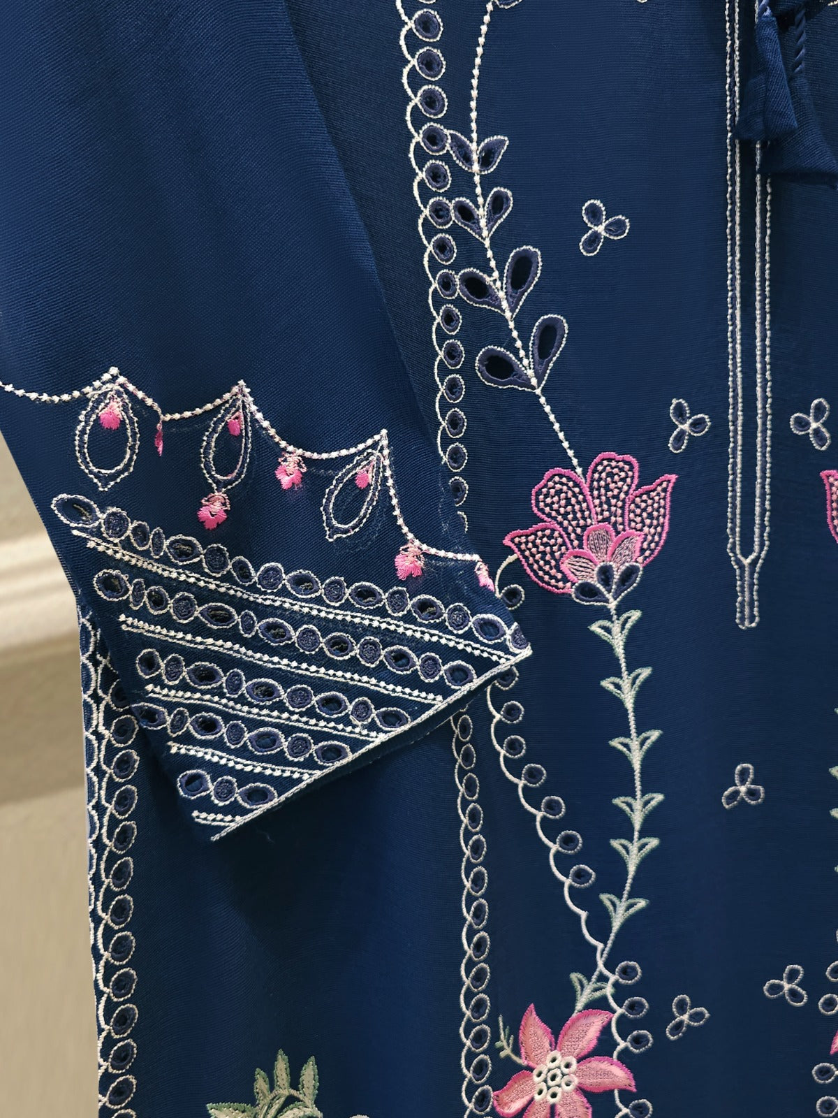 3 Piece - Pure Embroidered Cotton Net Suit S112065 - Image 3